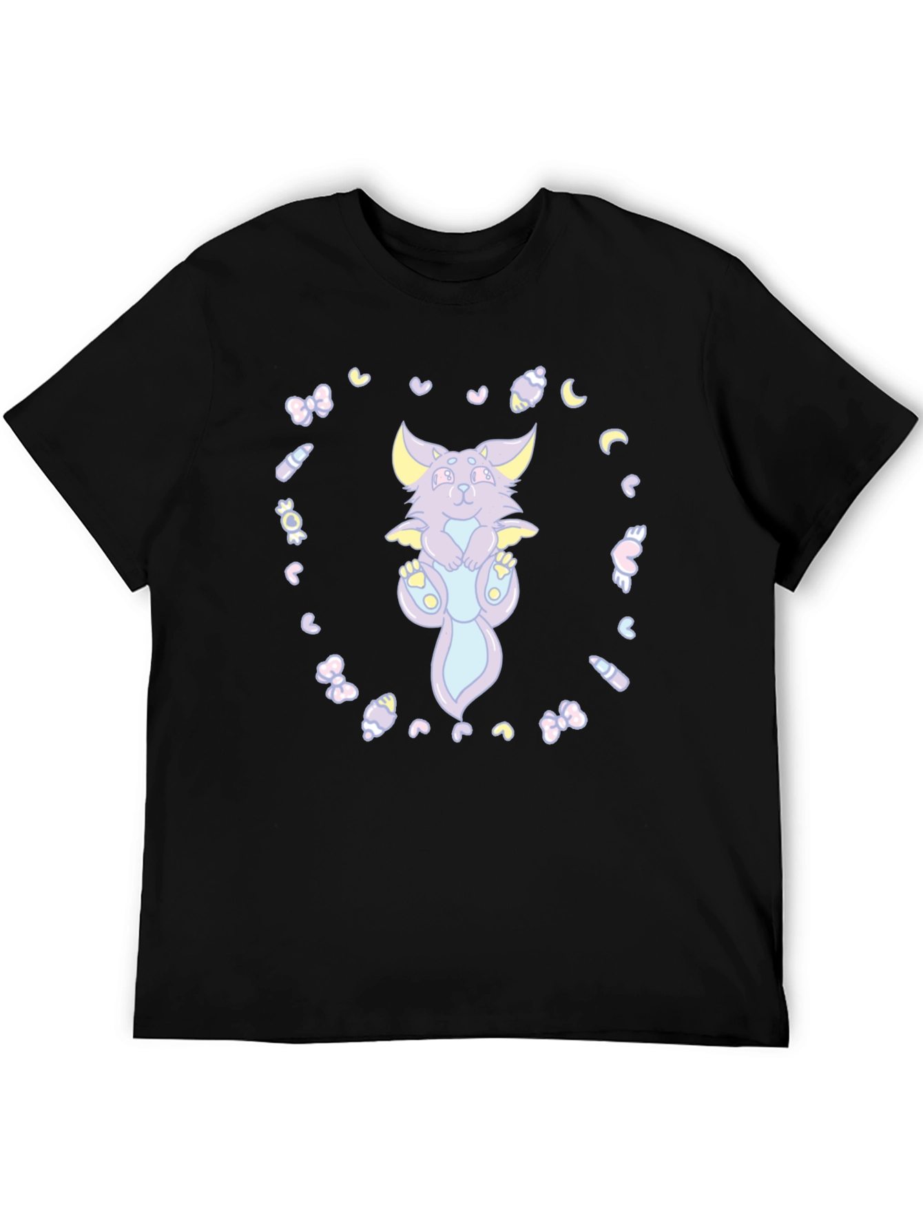 Cute Cartoon Dragon T-Shirt - Black Cotton Tee