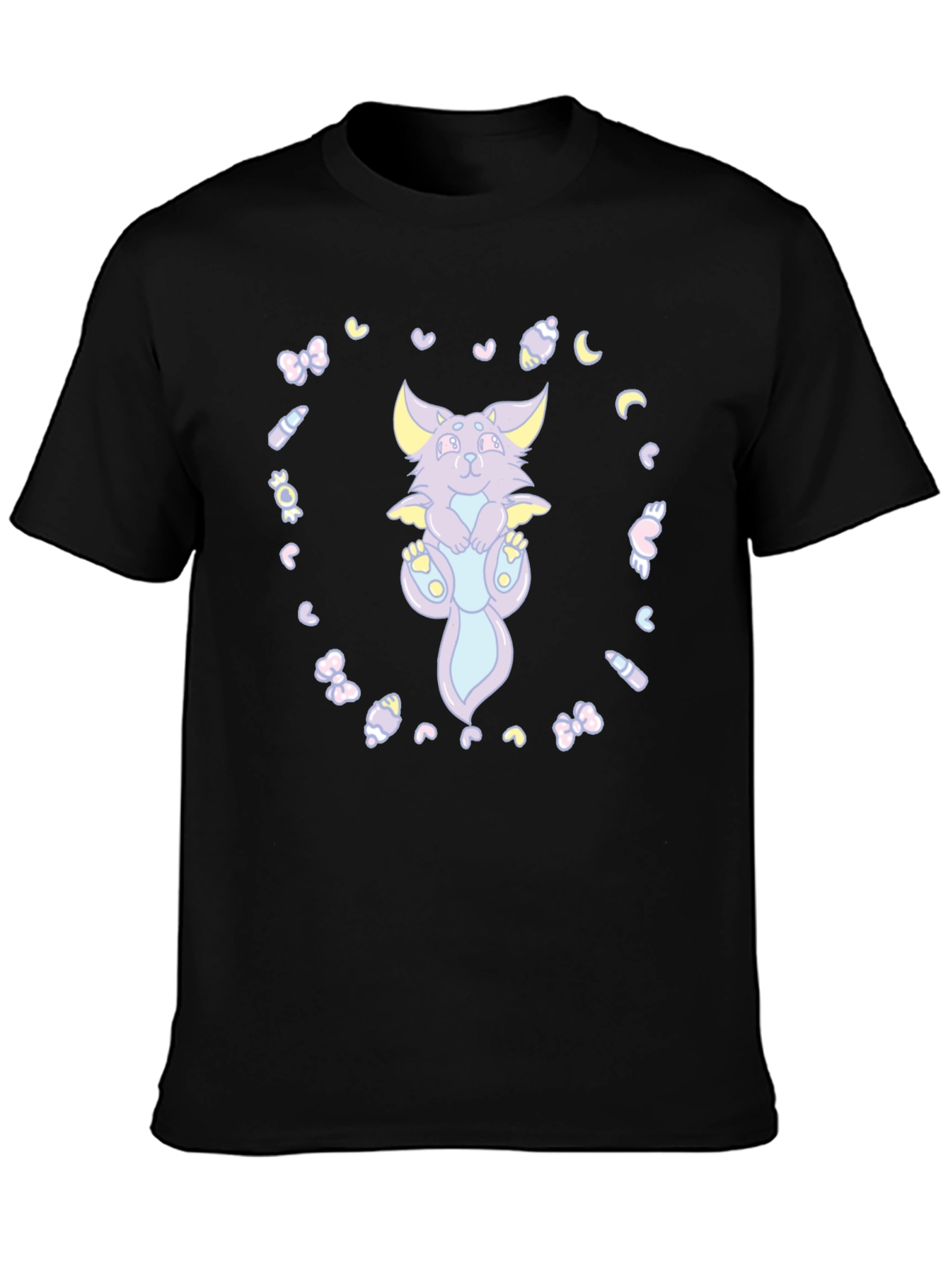 Cute Cartoon Dragon T-Shirt - Black Cotton Tee
