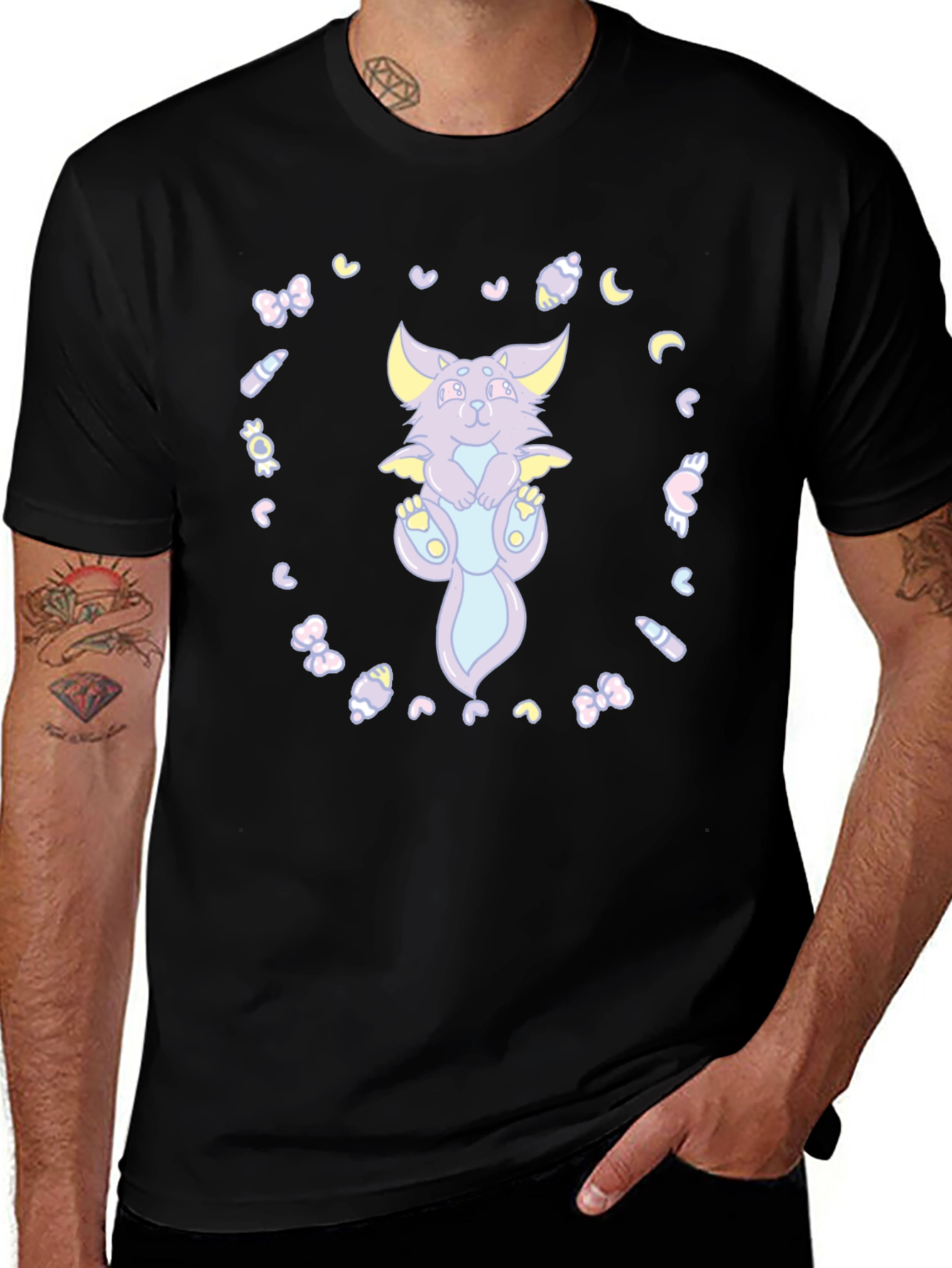Cute Cartoon Dragon T-Shirt - Black Cotton Tee