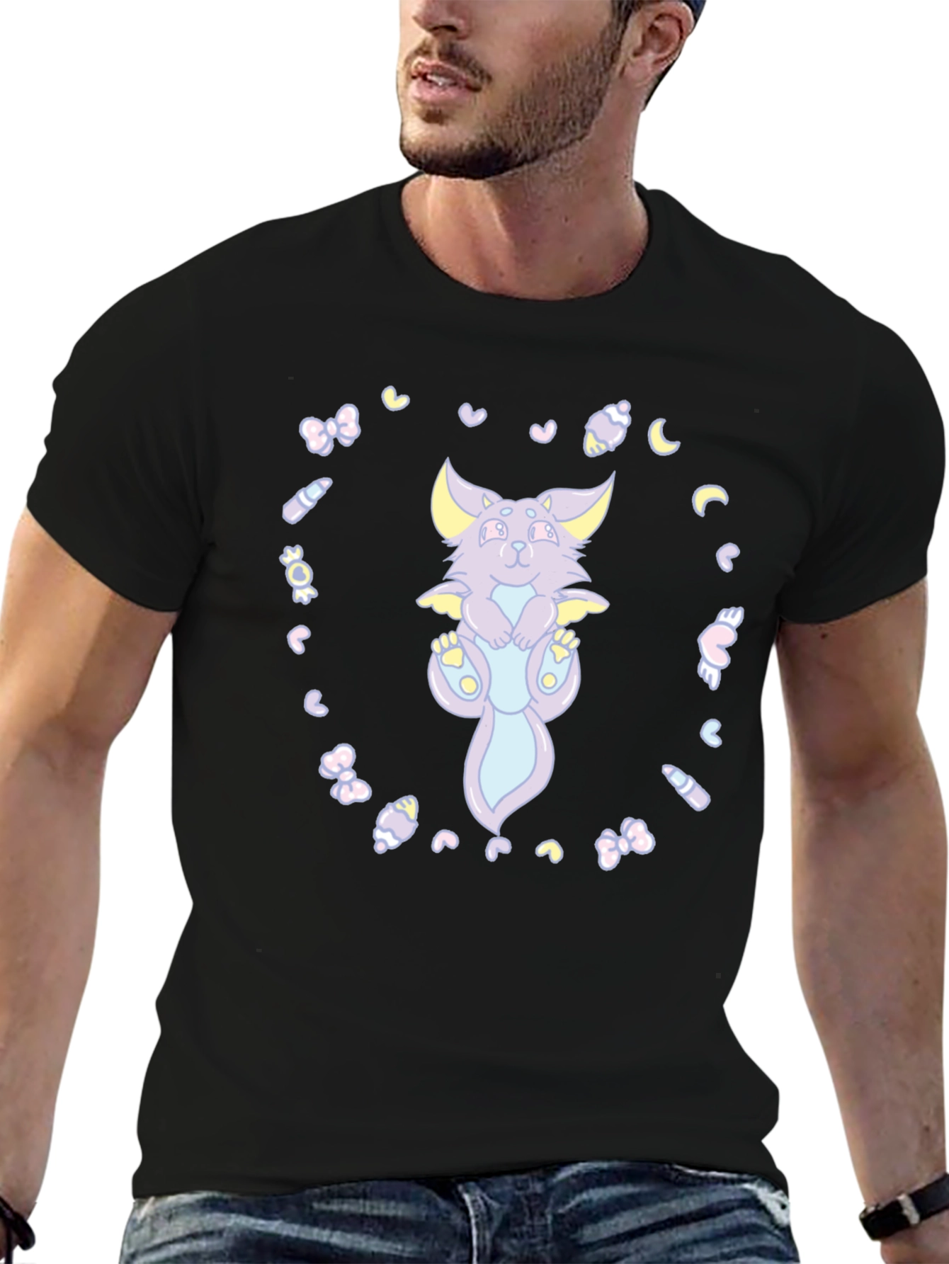 Cute Cartoon Dragon T-Shirt - Black Cotton Tee