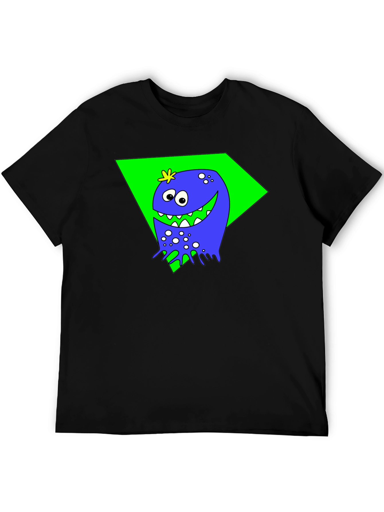 Funny Monster Graphic Tee - Black Cotton Shirt