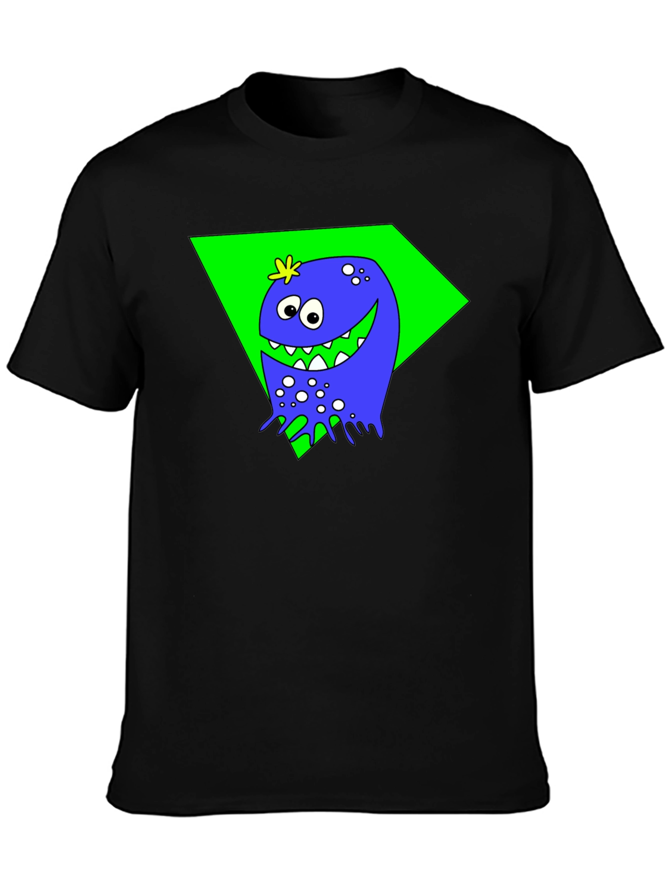 Funny Monster Graphic Tee - Black Cotton Shirt