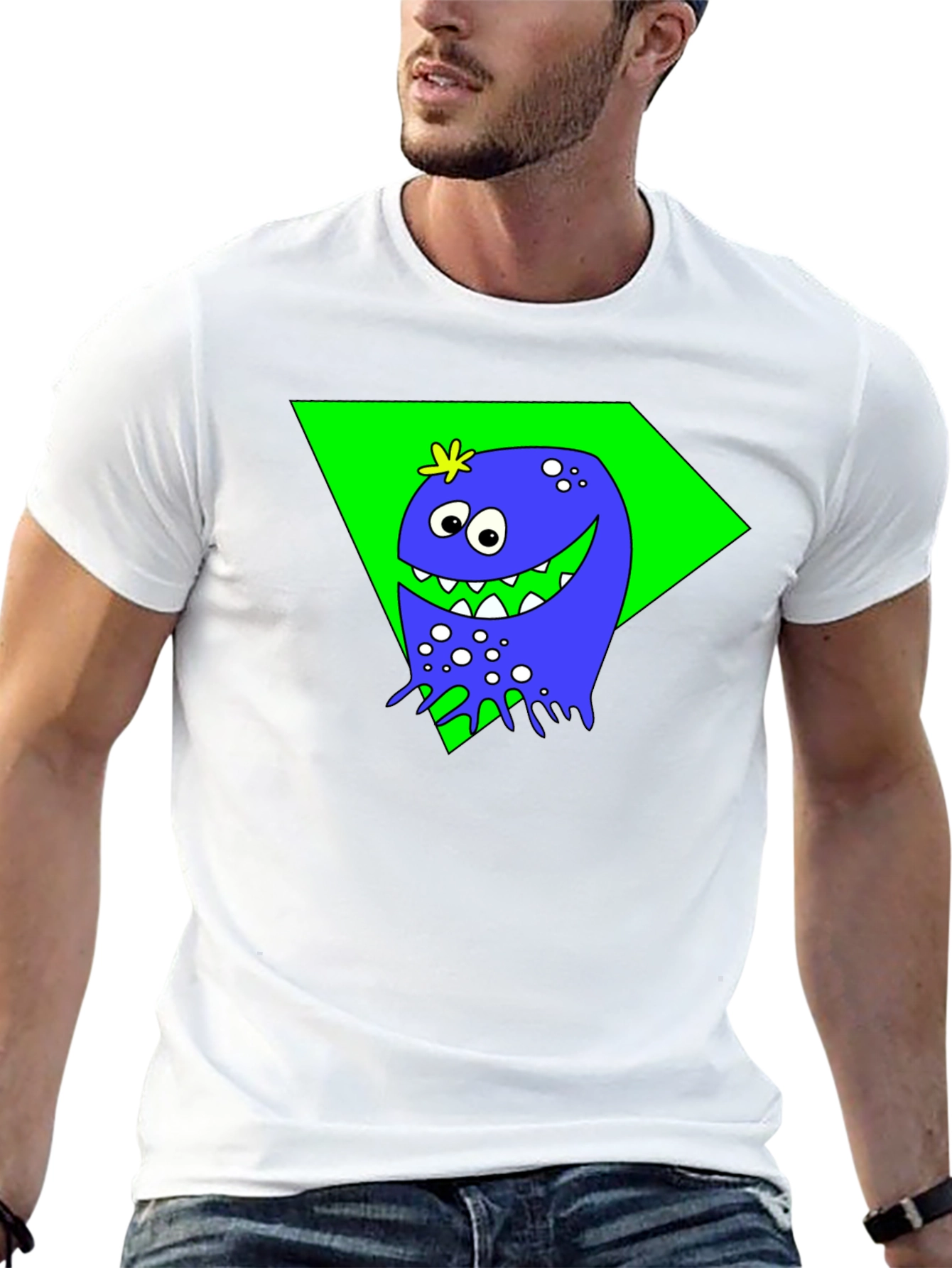 Funny Monster Graphic Tee - Black Cotton Shirt
