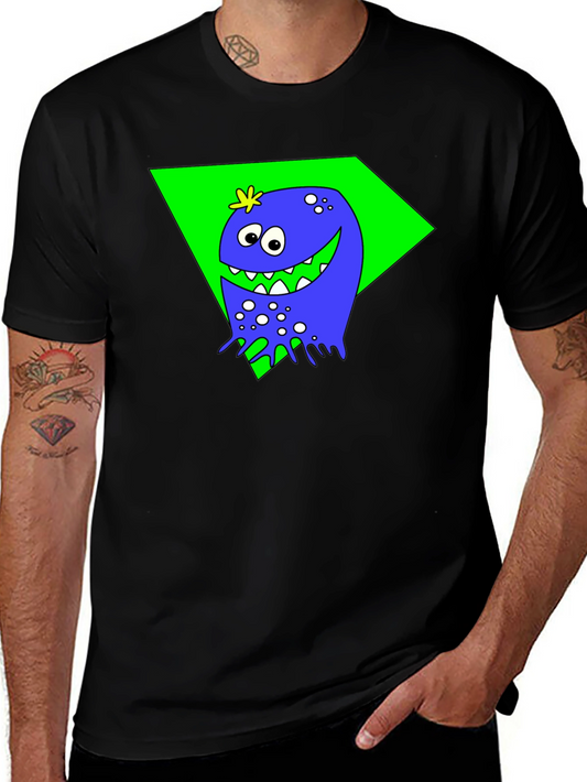 Funny Monster Graphic Tee - Black Cotton Shirt