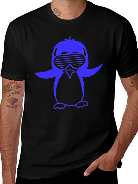 Cool Penguin Graphic Tee - Black Cotton Blend Shirt