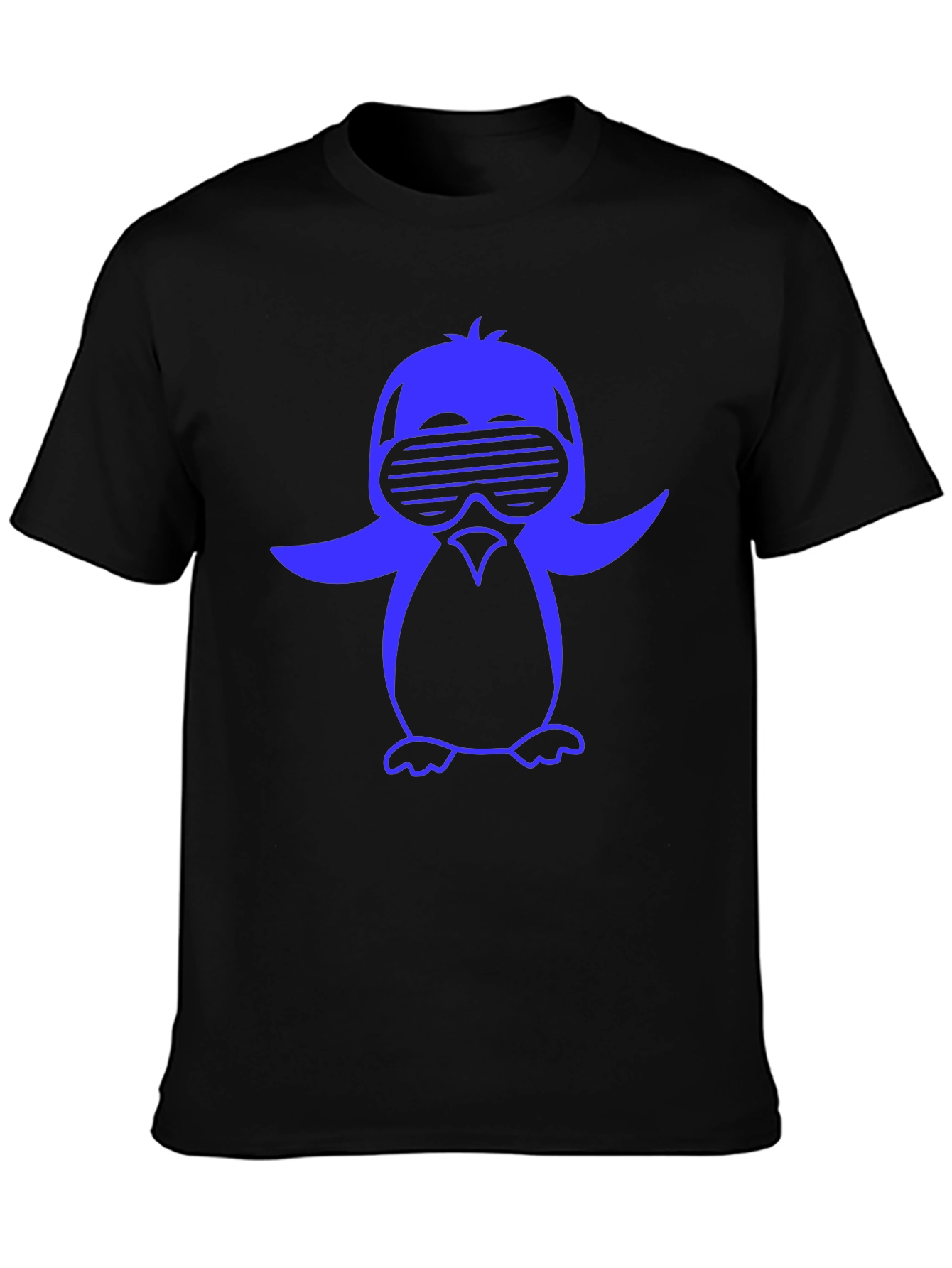 Cool Penguin Graphic Tee - Black Cotton Blend Shirt