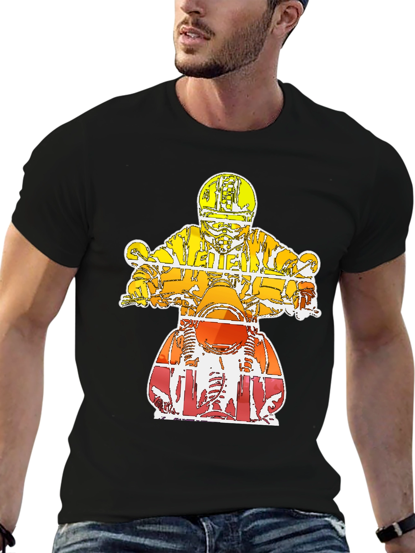 Motorcycle Rider Graphic Tee - Black