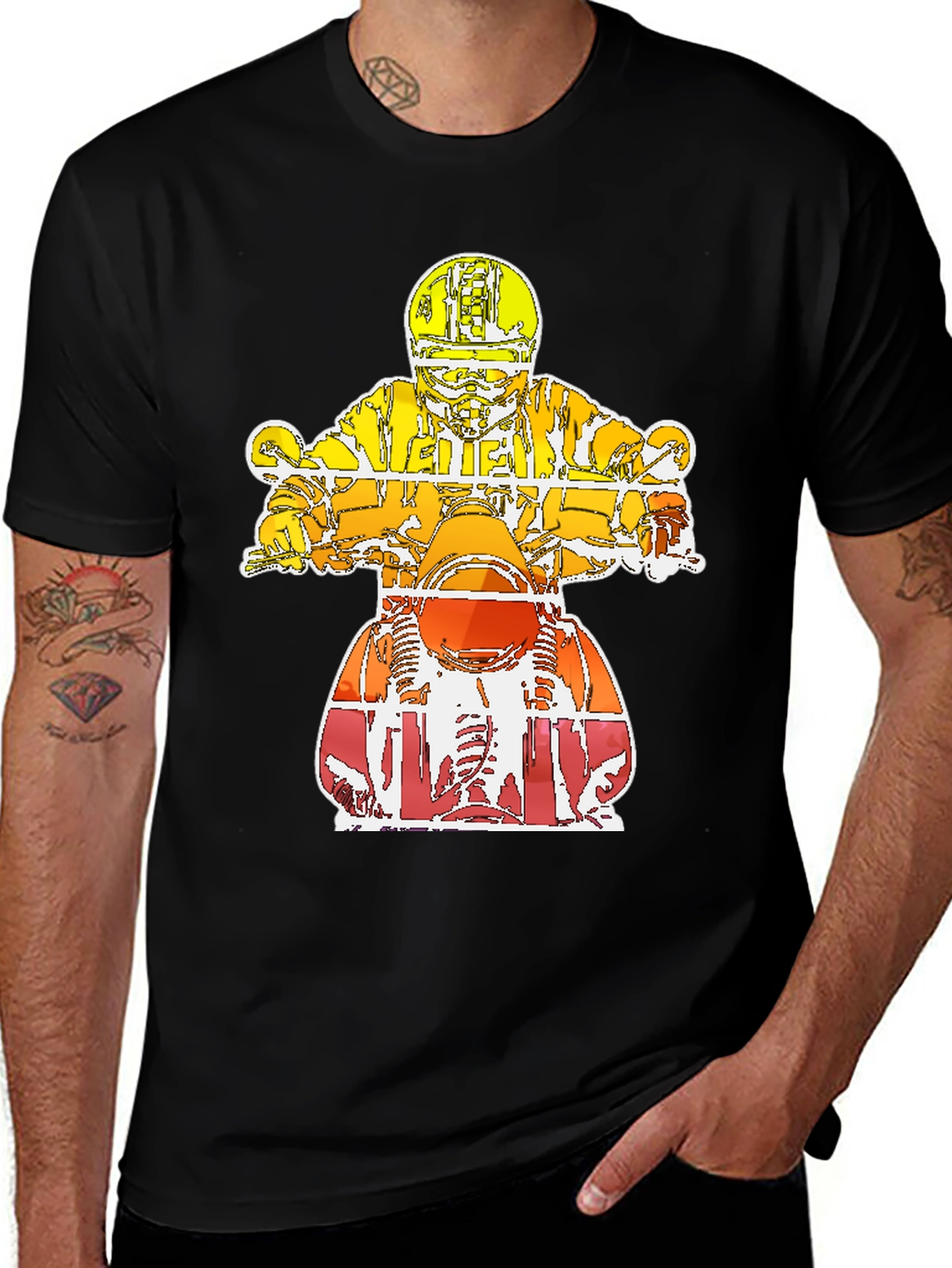 Motorcycle Rider Graphic Tee - Black