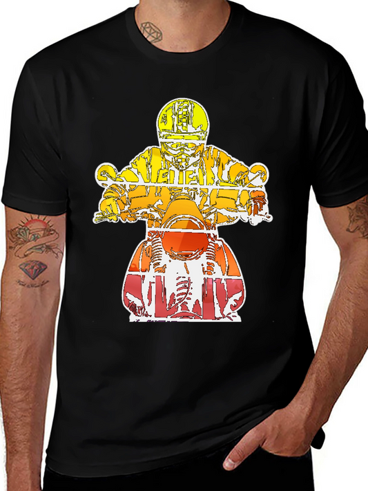 Motorcycle Rider Graphic Tee - Black