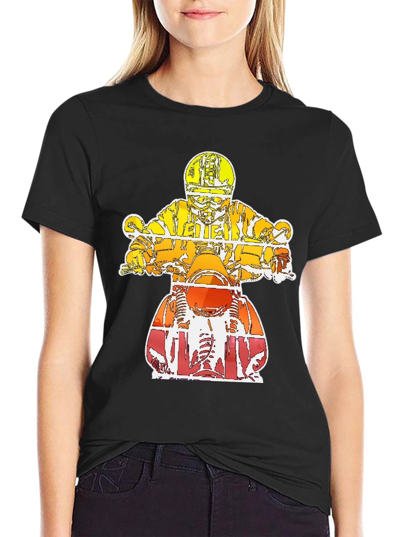 Motorcycle Rider Graphic Tee - Black