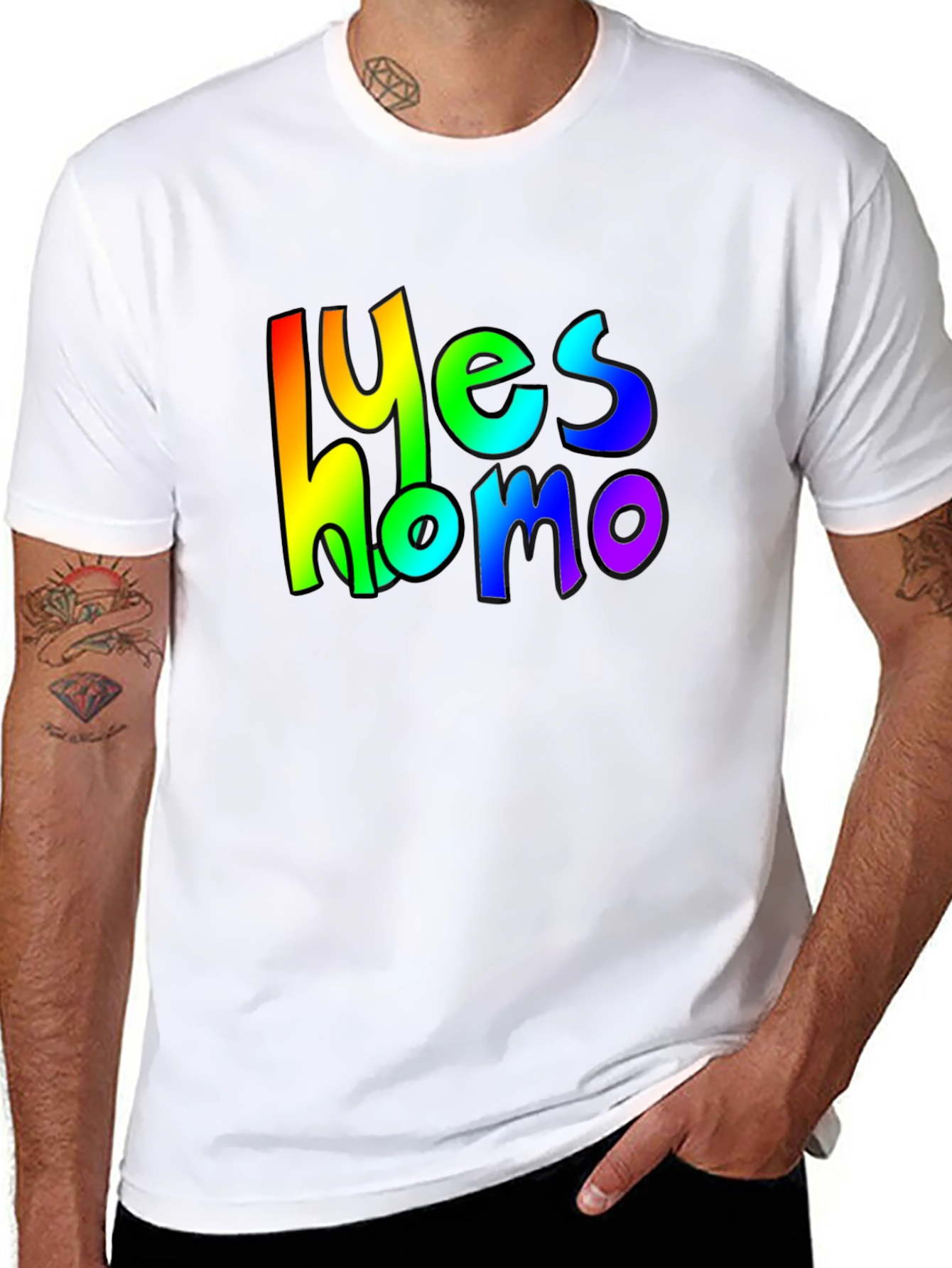 Rainbow Yes Homo Graphic Tee - Pride T-Shirt