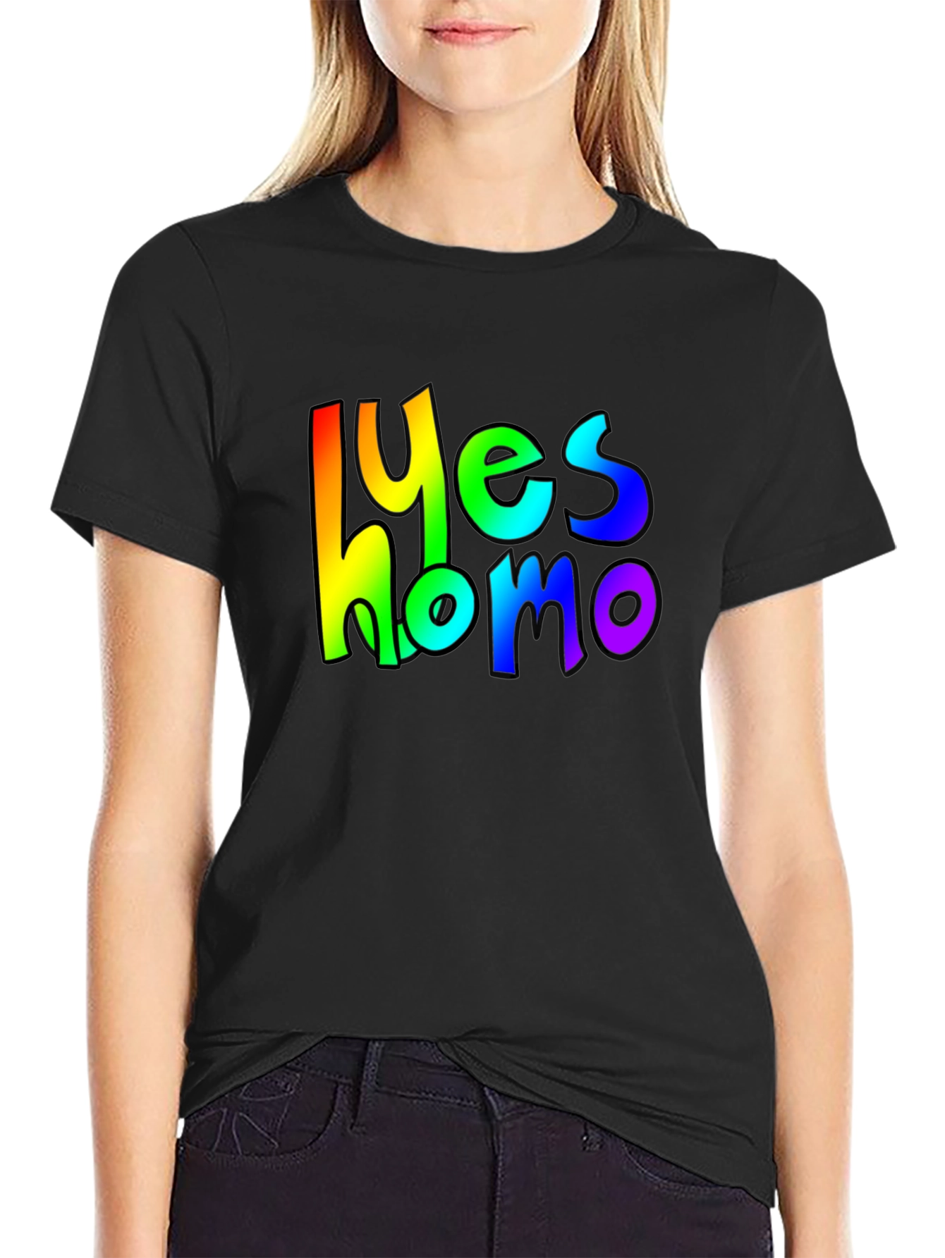Rainbow Yes Homo Graphic Tee - Pride T-Shirt