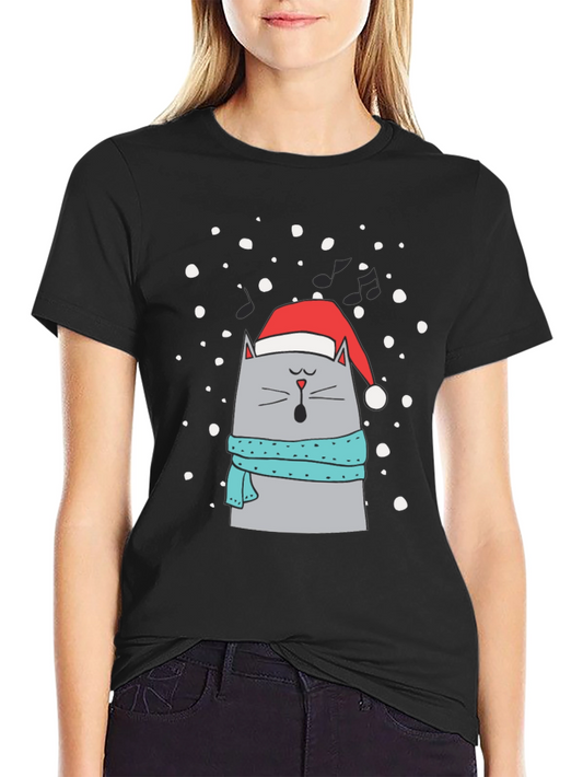 Festive Cat Christmas T-Shirt - Holiday Apparel