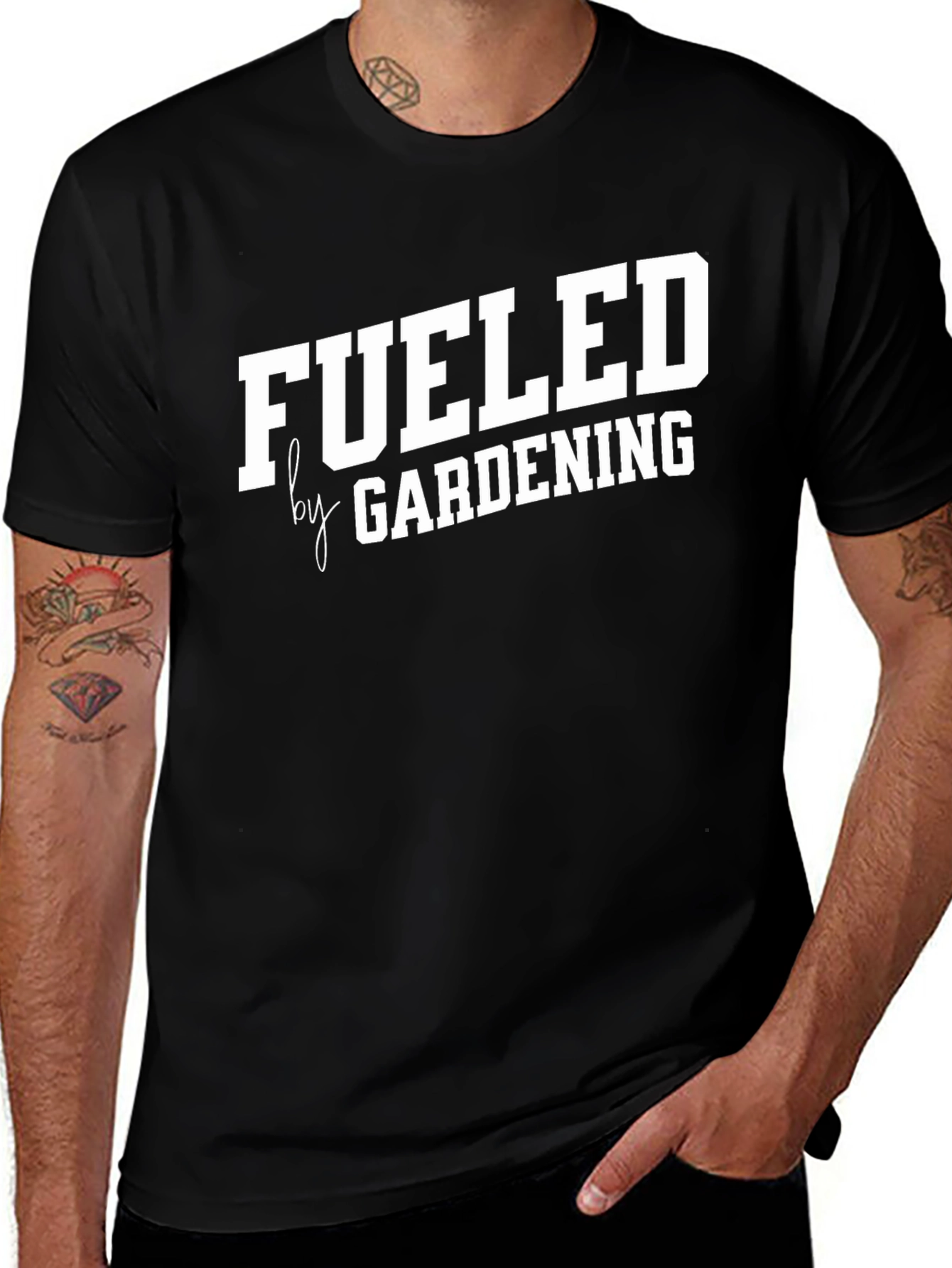 Fueled by Gardening Graphic Tee - Black Cotton T-Shirt