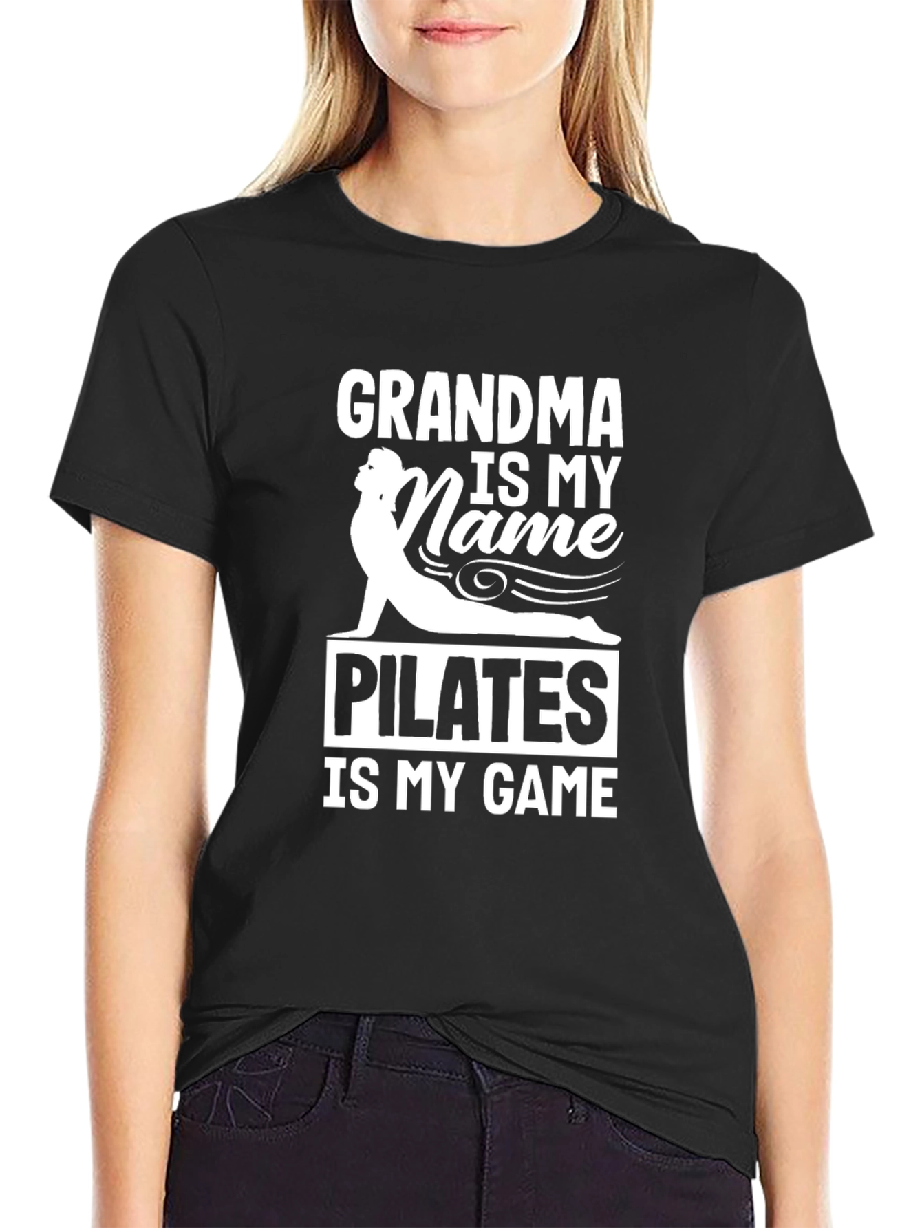 Grandma Pilates Black T-Shirt