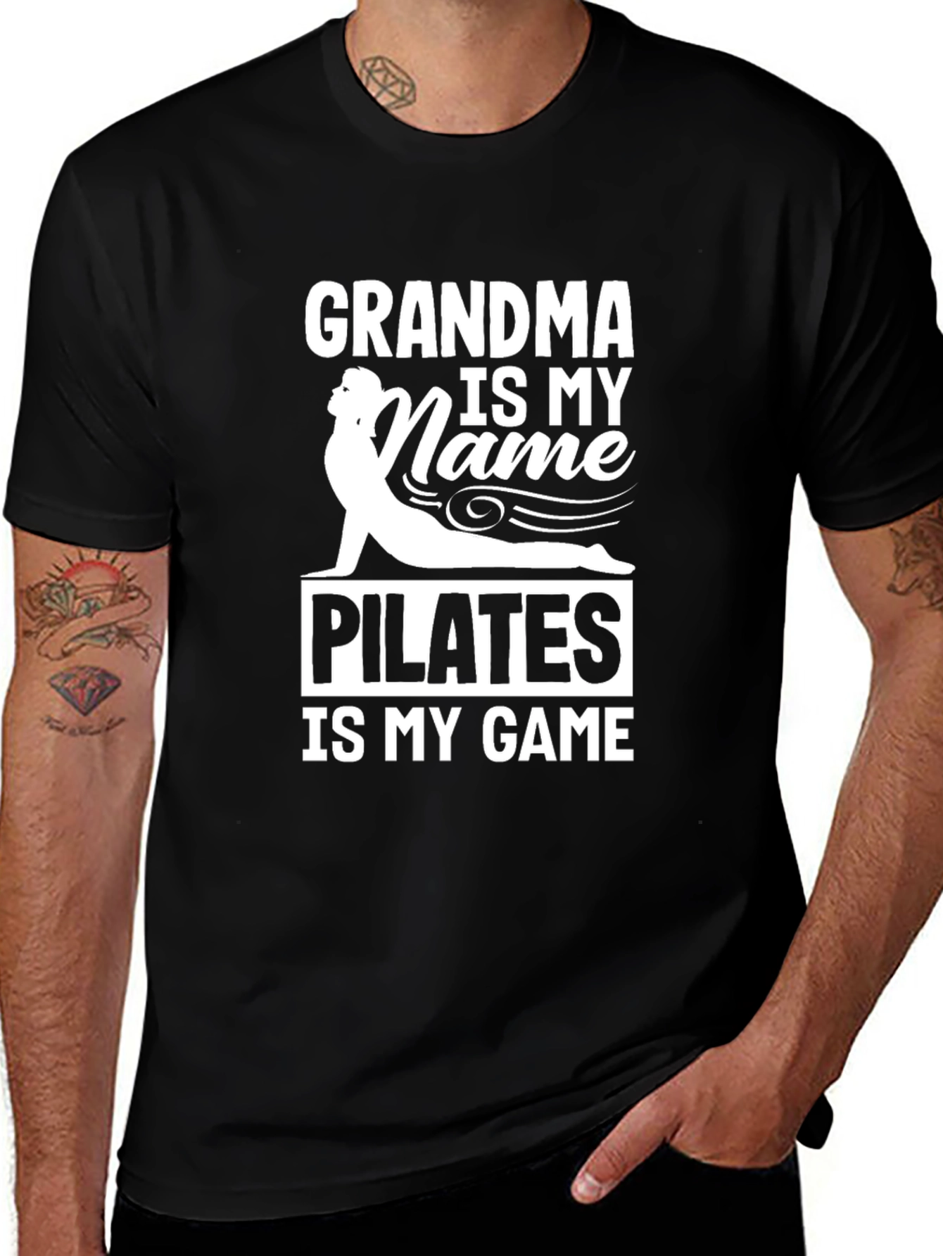 Grandma Pilates Black T-Shirt