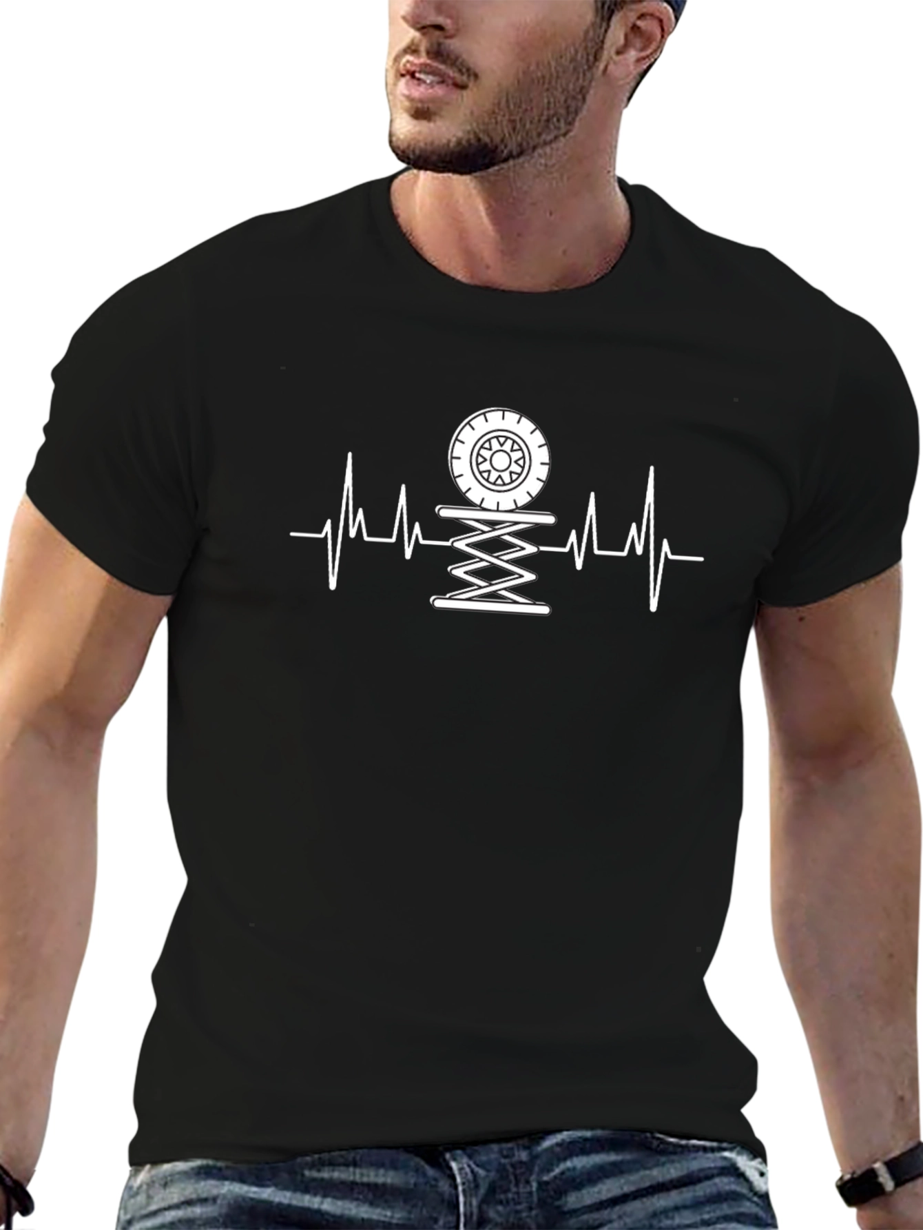 Mechanic Heartbeat Tire Jack Mens Tee