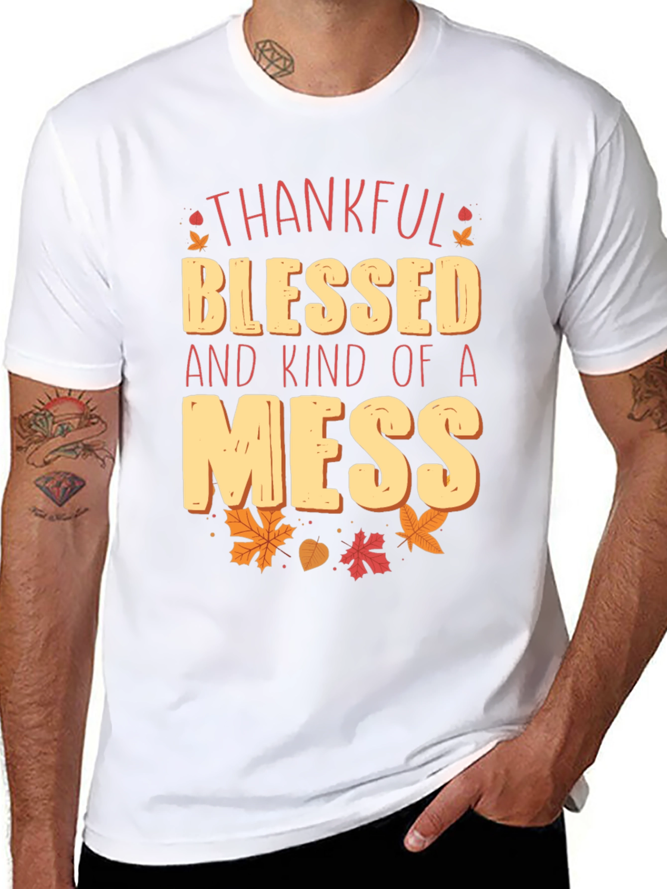 Thankful Blessed Mess Graphic Tee