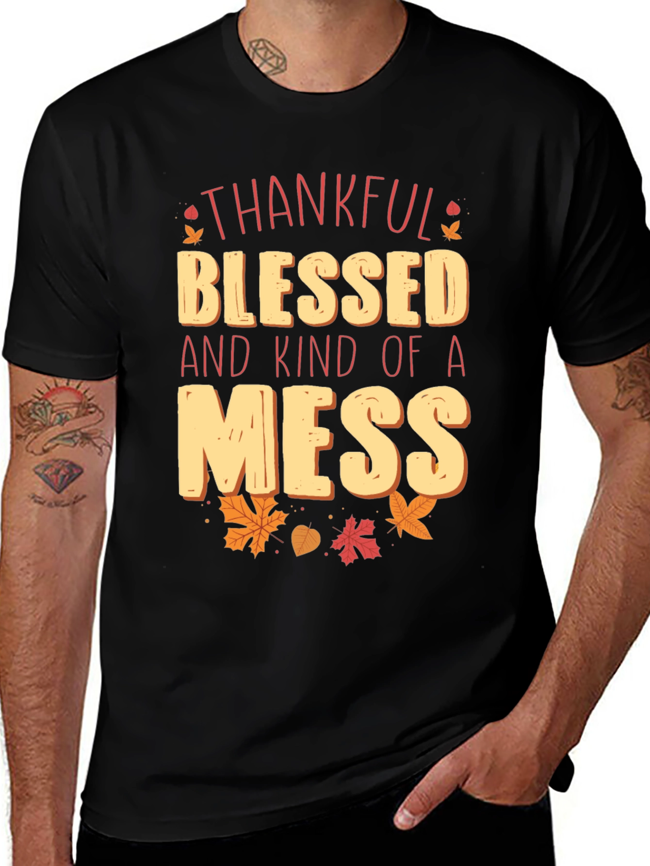 Thankful Blessed Mess Graphic Tee