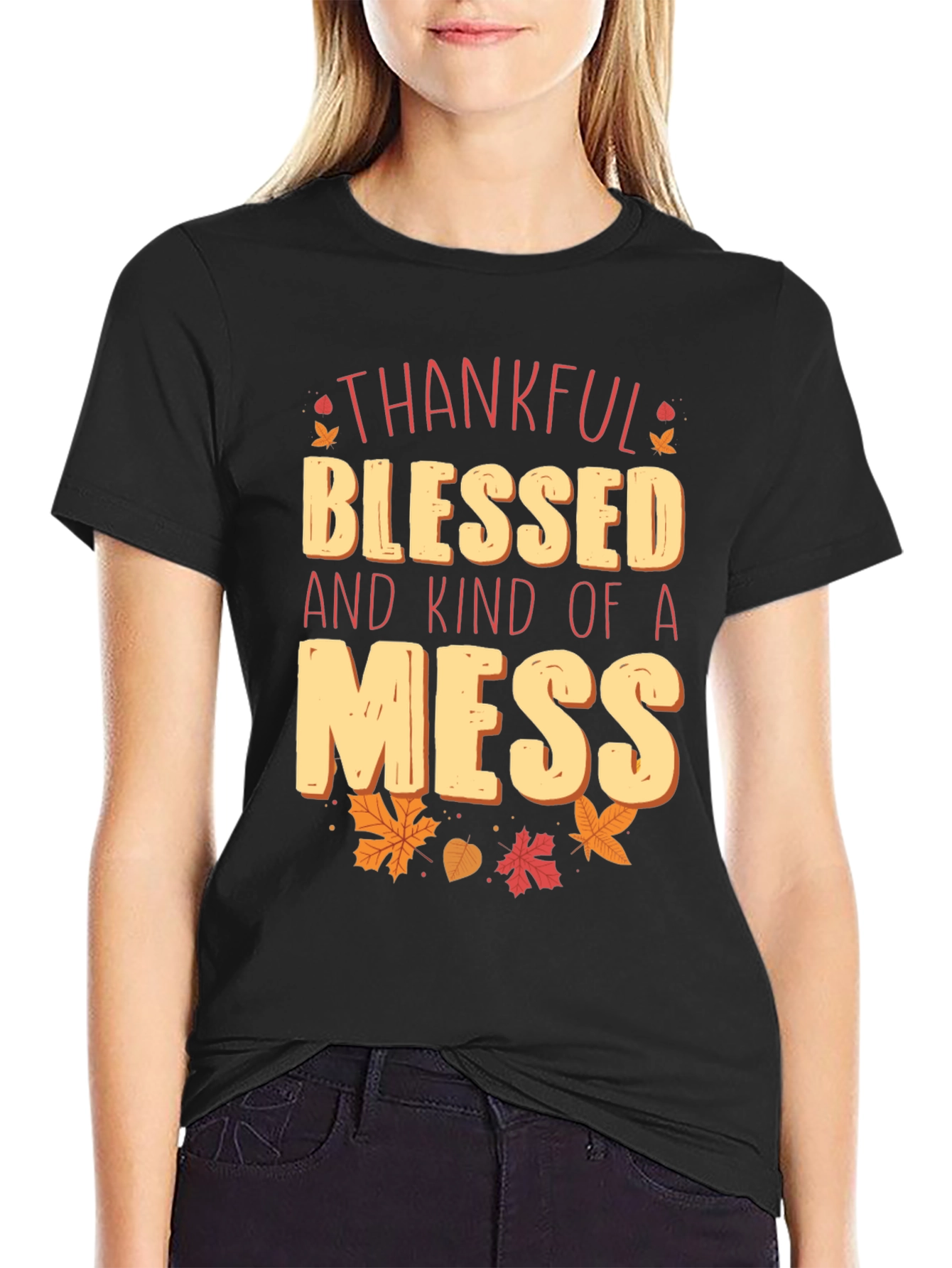 Thankful Blessed Mess Graphic Tee