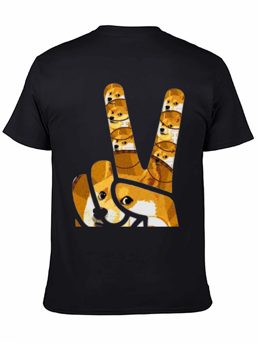 Doge Peace Sign Graphic Tee - Black
