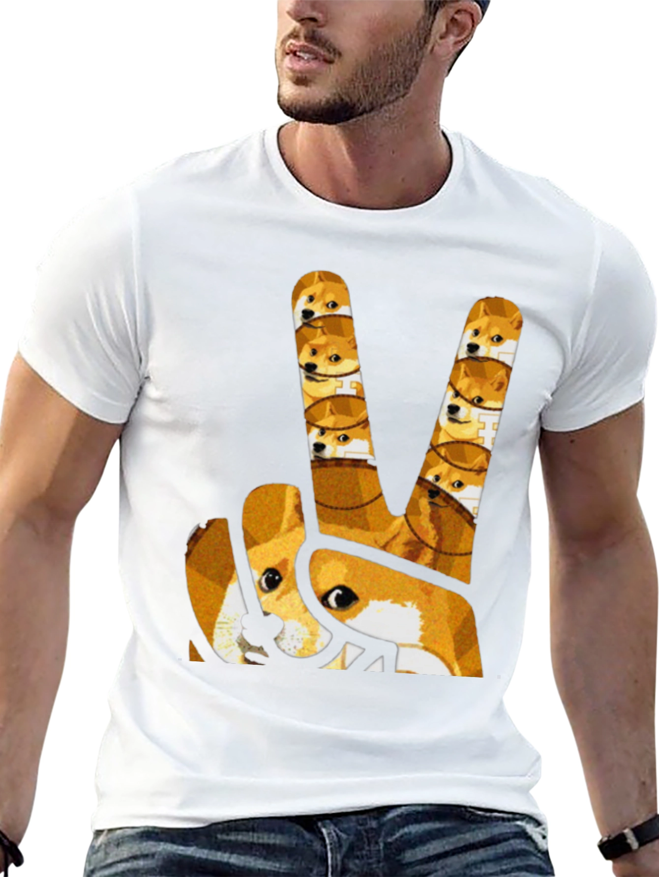 Doge Peace Sign Graphic Tee - Black