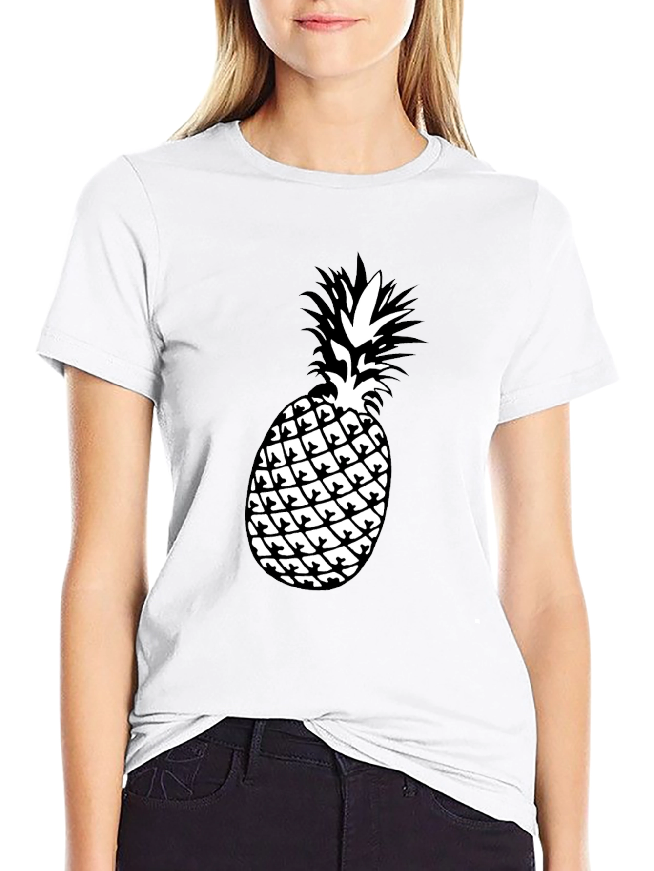 Black Pineapple Graphic Tee - Tropical Style