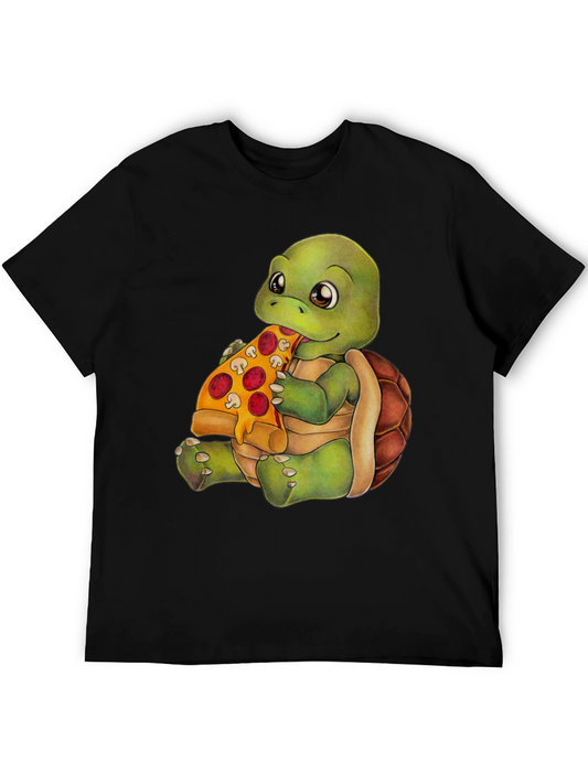 Turtle Eating Pizza Graphic T-Shirt