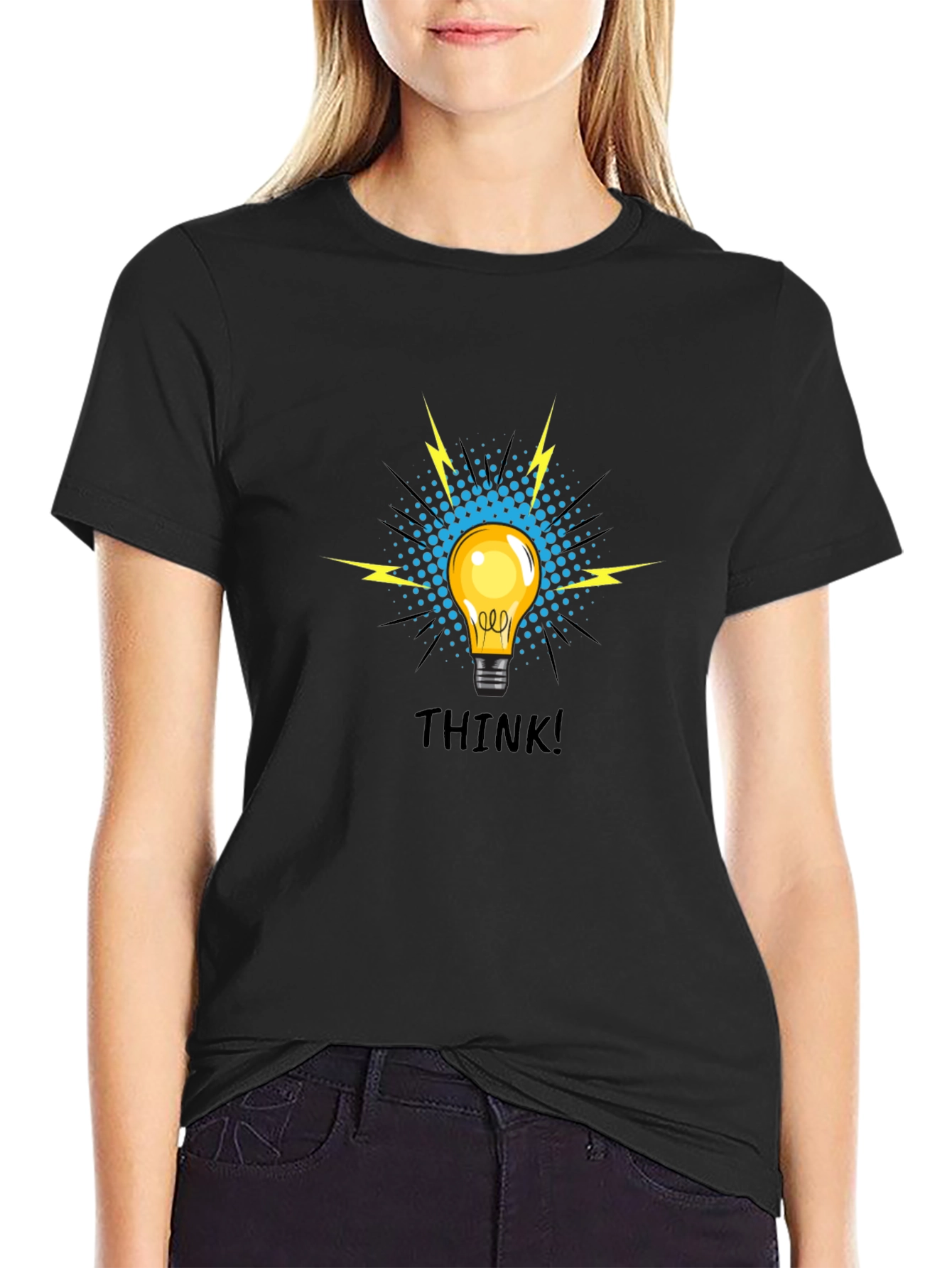 Think! Graphic Tee - Black Cotton T-Shirt