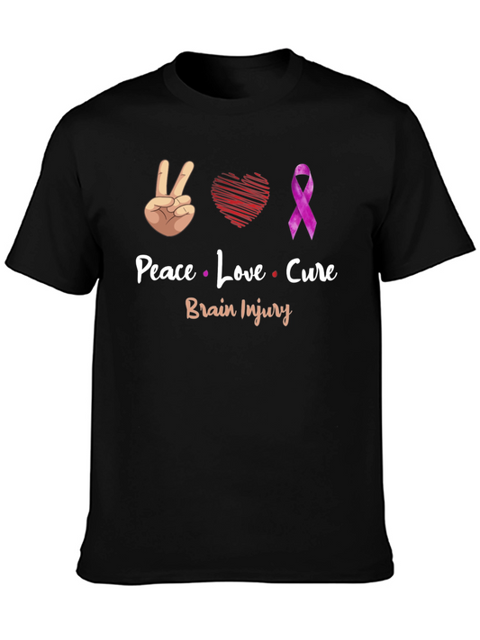 Peace Love Cure Brain Injury Awareness T-Shirt