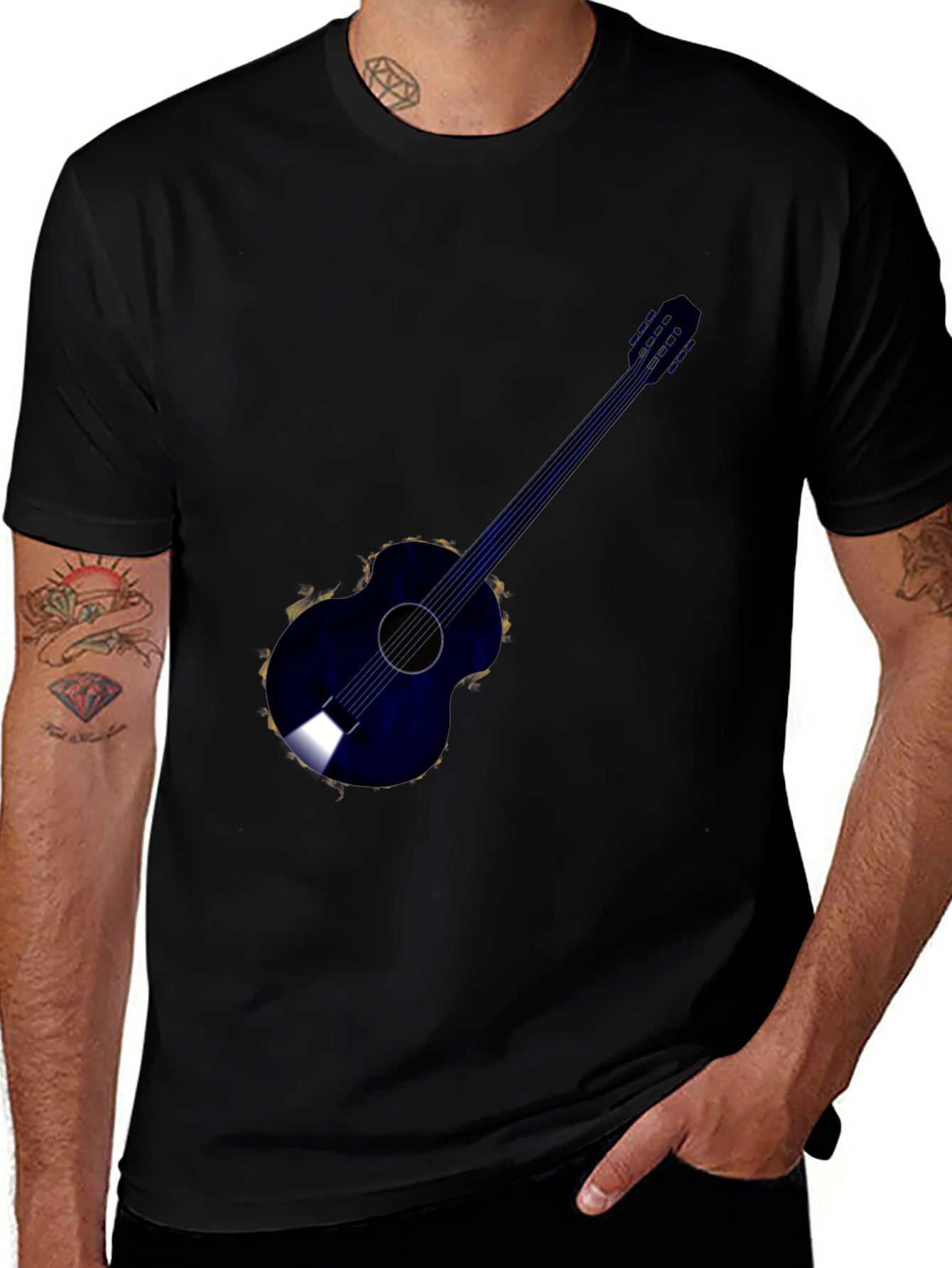 Acoustic Guitar Graphic Tee - Black
