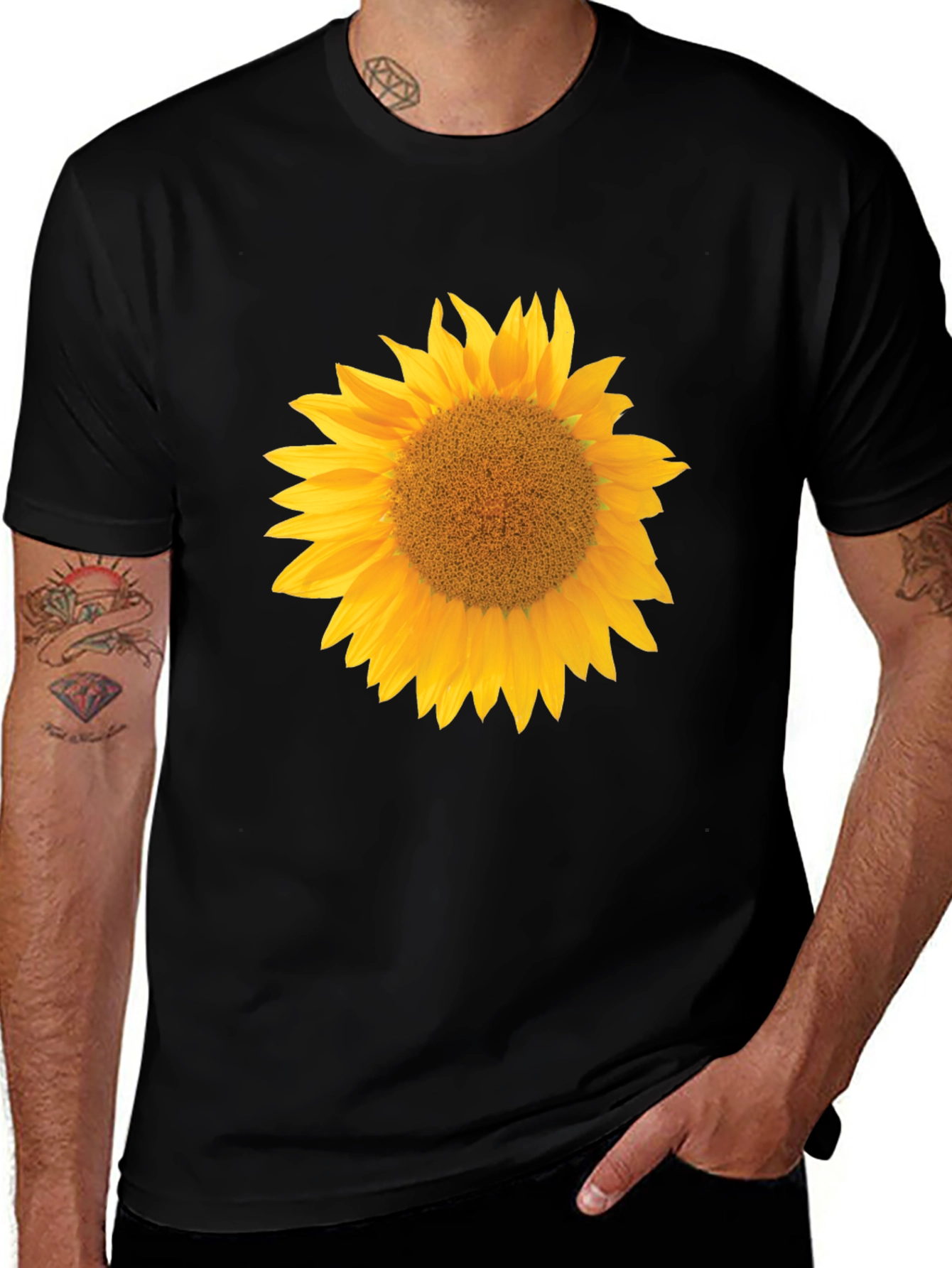 Sunflower Graphic T-Shirt - Black Cotton Tee