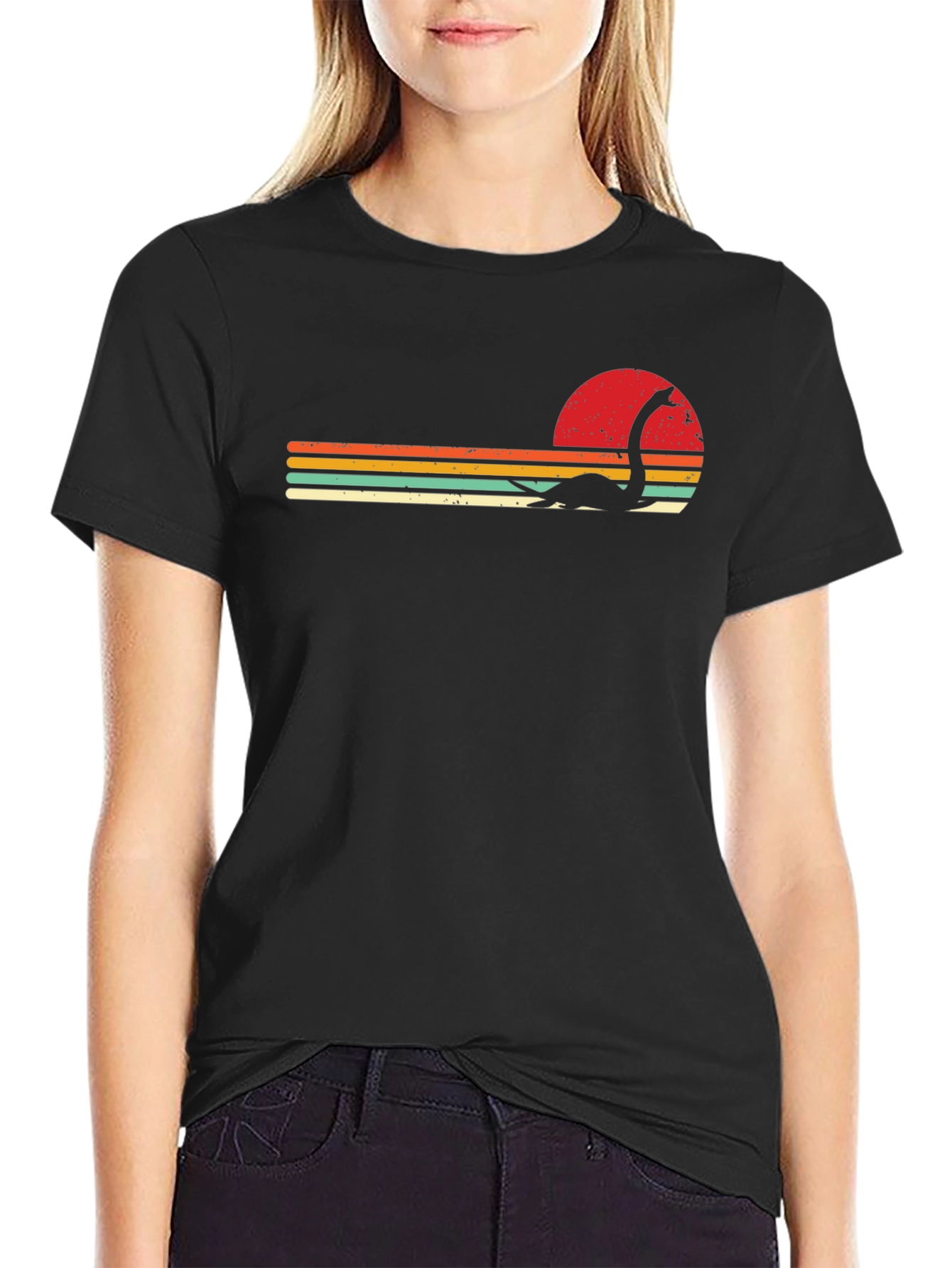 Retro Sunset Loch Ness Monster Graphic Tee