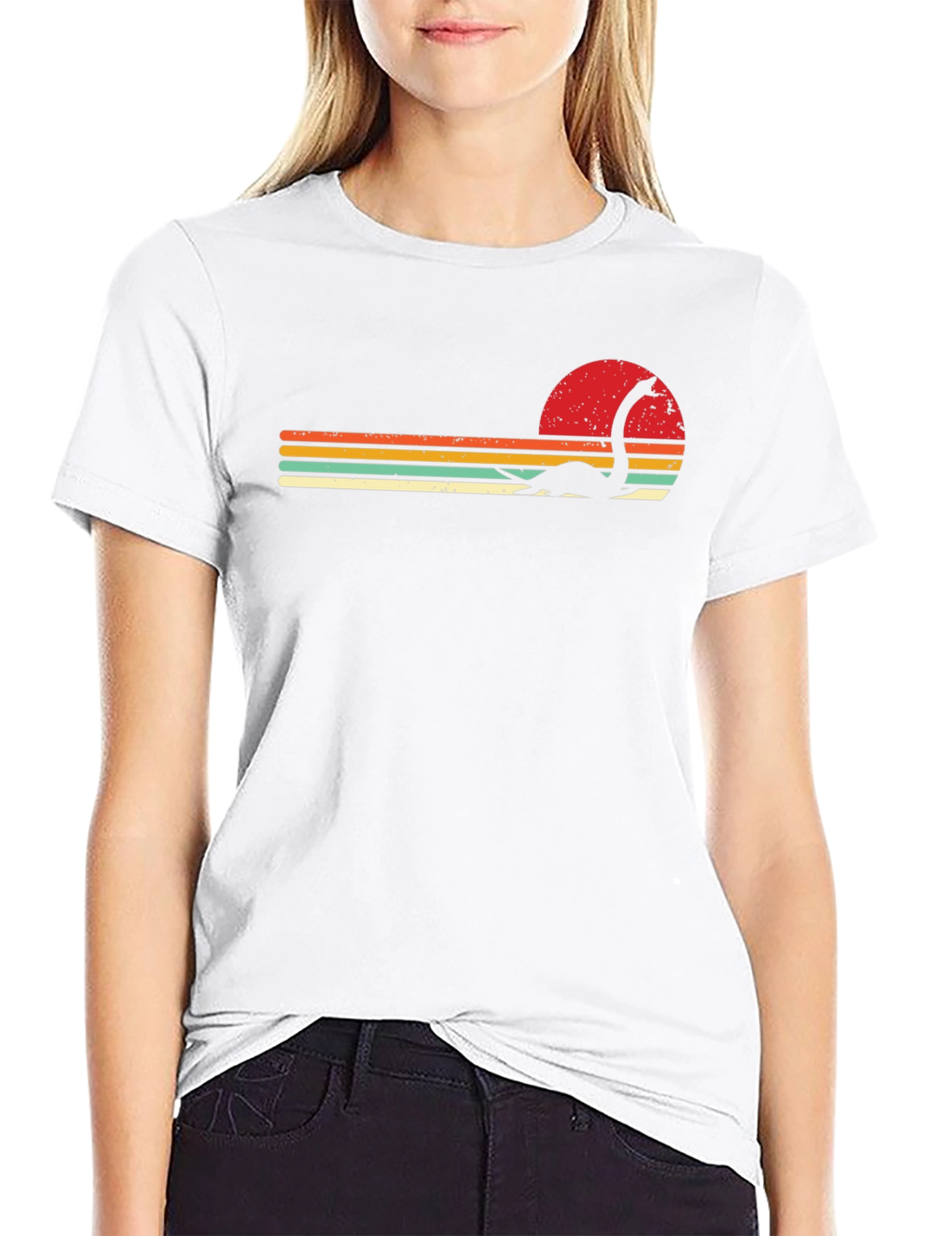 Retro Sunset Loch Ness Monster Graphic Tee
