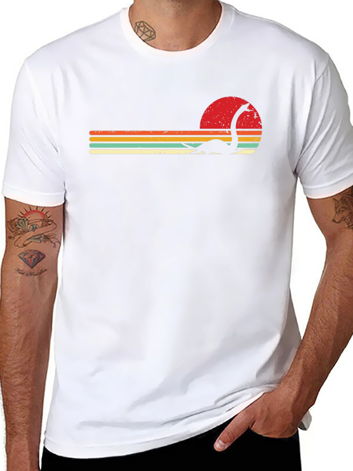 Retro Sunset Loch Ness Monster Graphic Tee