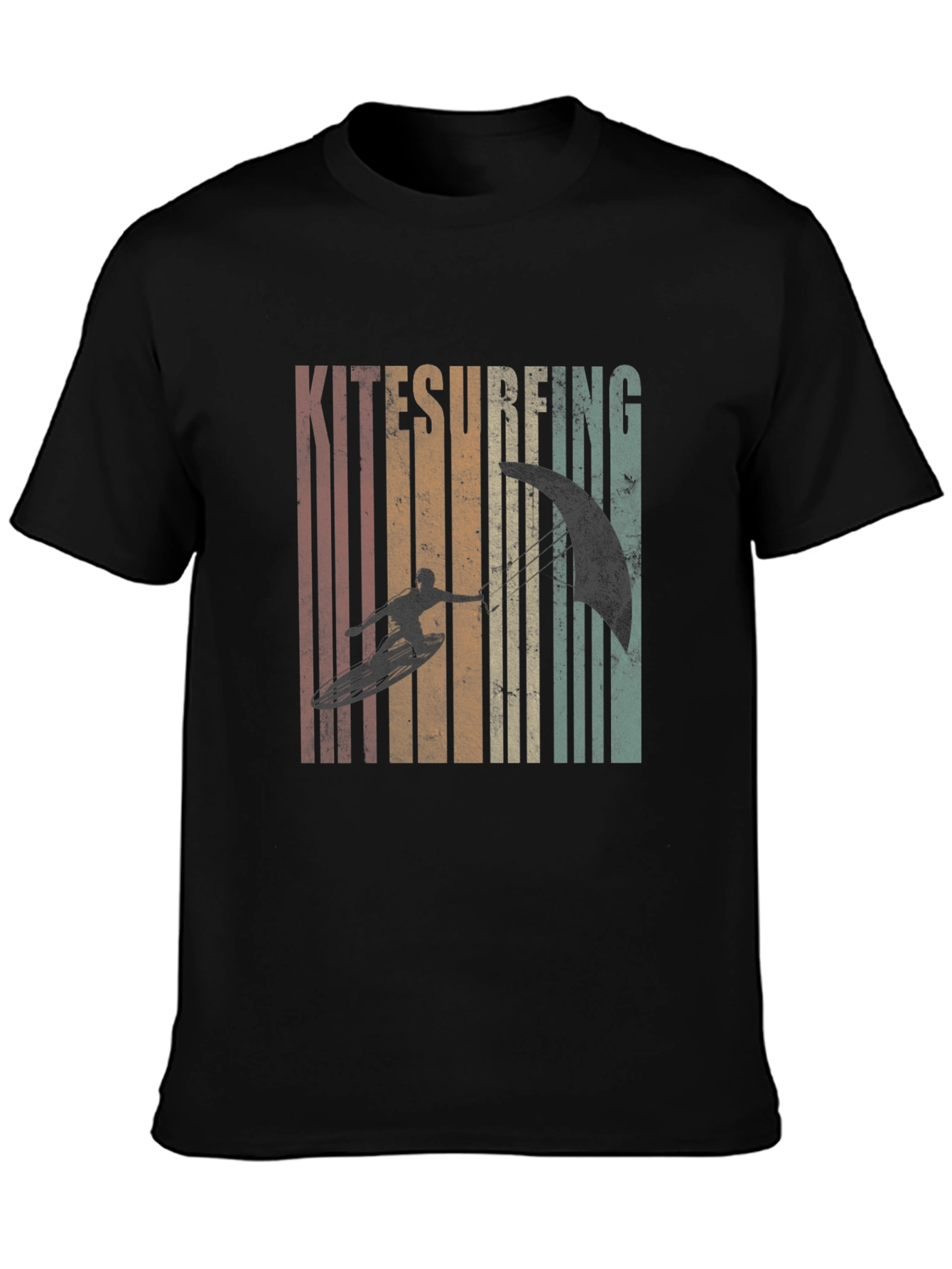 Kitesurfing Retro Graphic T-Shirt - Black