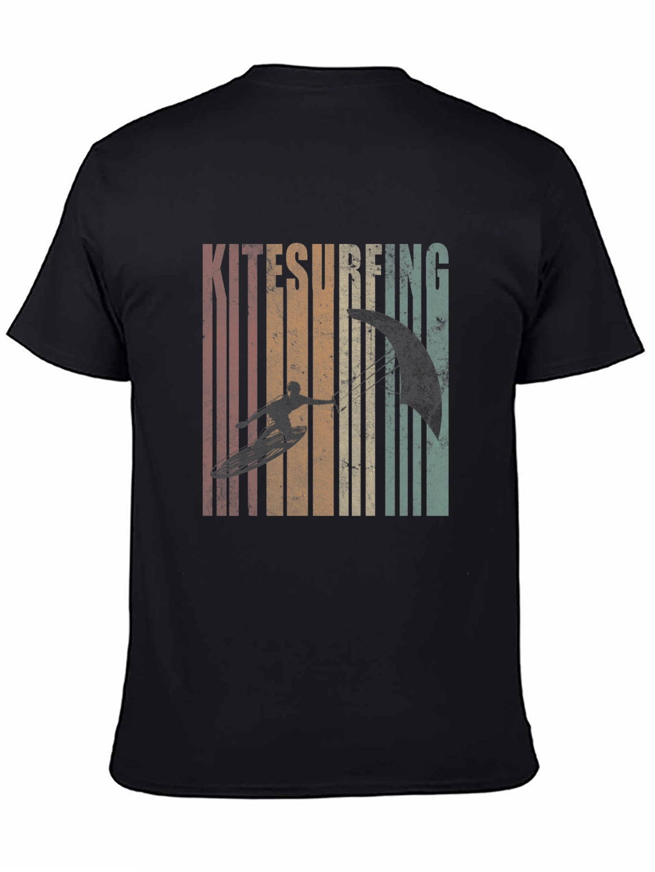 Kitesurfing Retro Graphic T-Shirt - Black