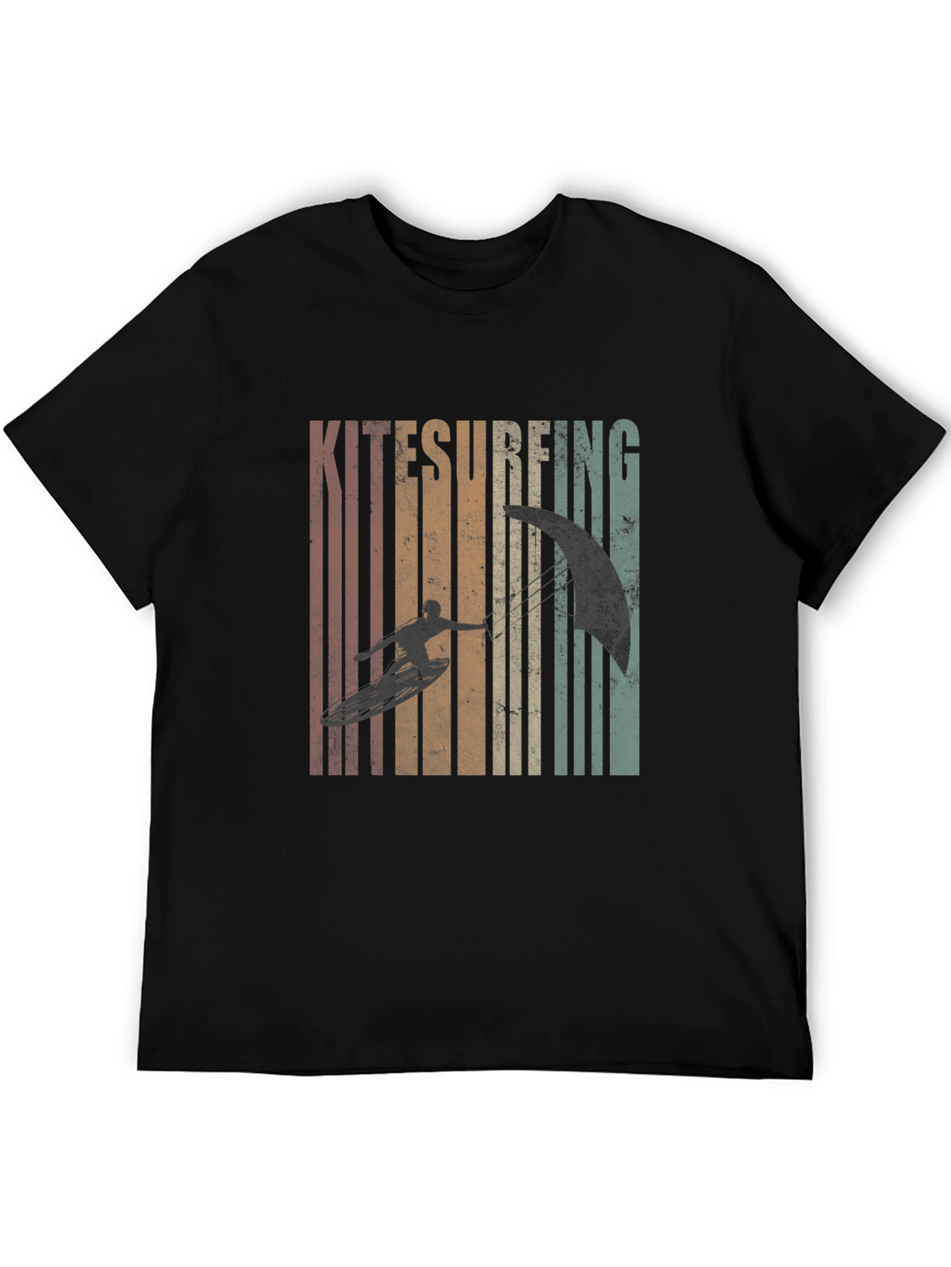 Kitesurfing Retro Graphic T-Shirt - Black