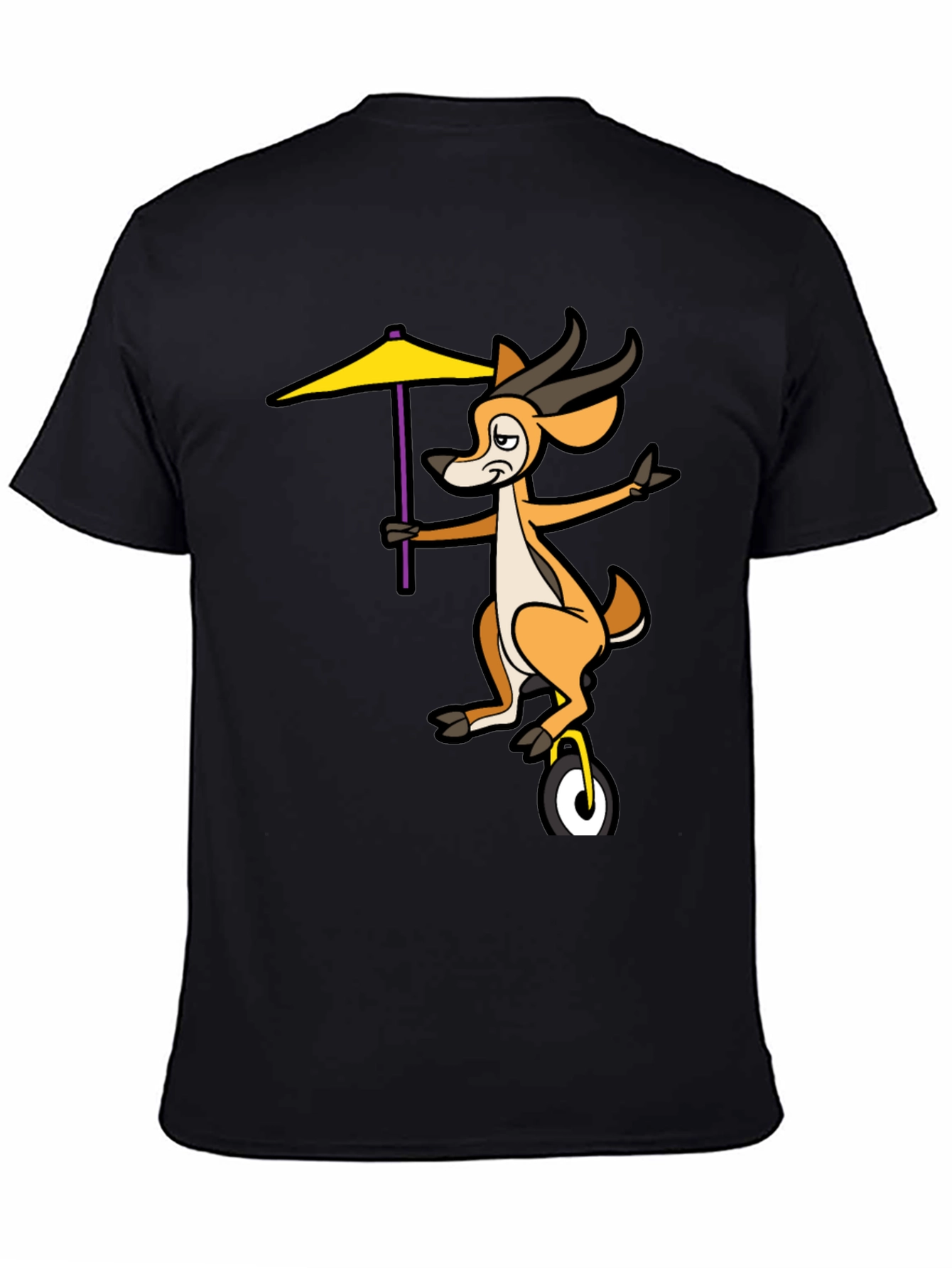 Unicycle Gazelle Graphic Tee - Quirky Black T-Shirt
