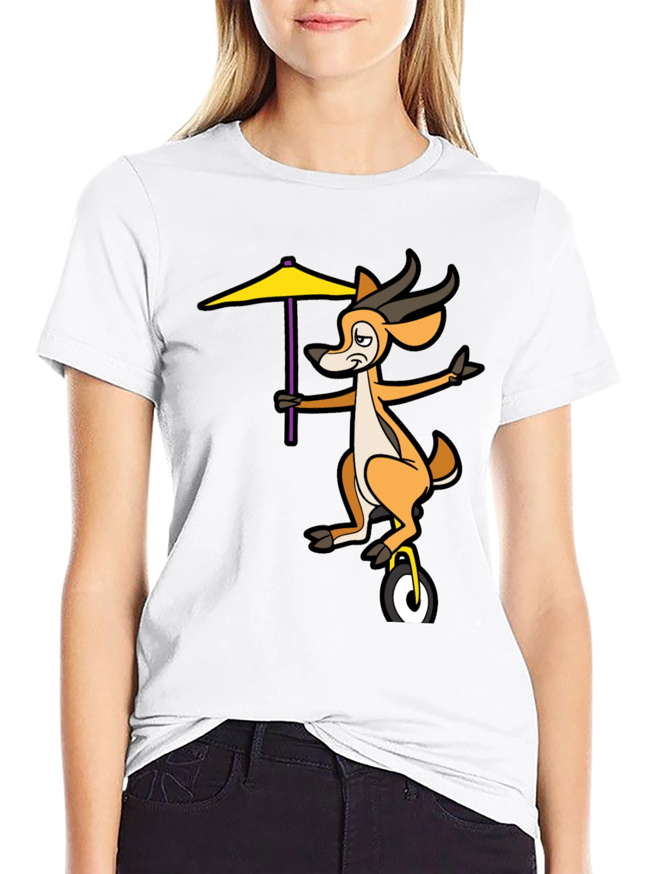 Unicycle Gazelle Graphic Tee - Quirky Black T-Shirt