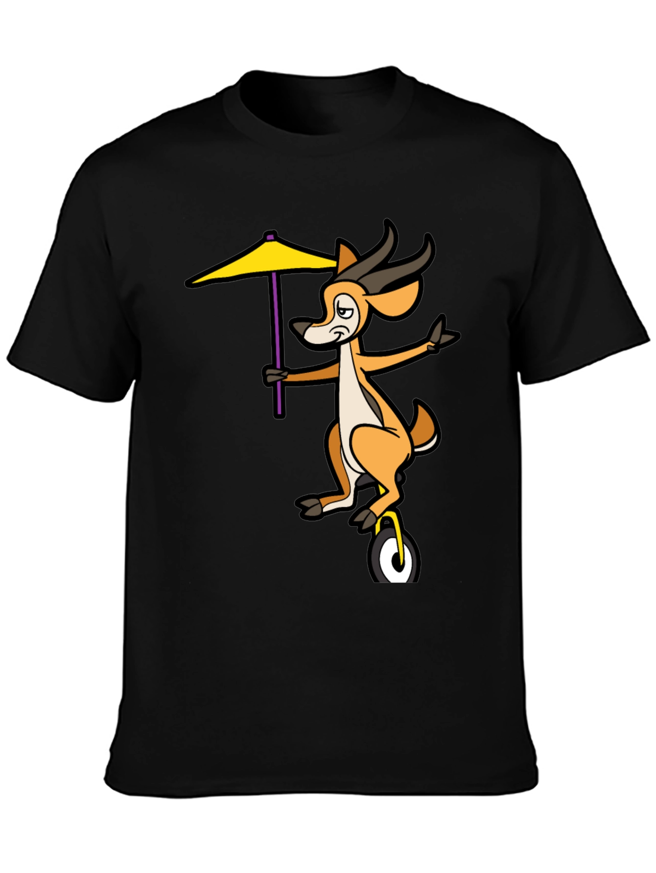 Unicycle Gazelle Graphic Tee - Quirky Black T-Shirt
