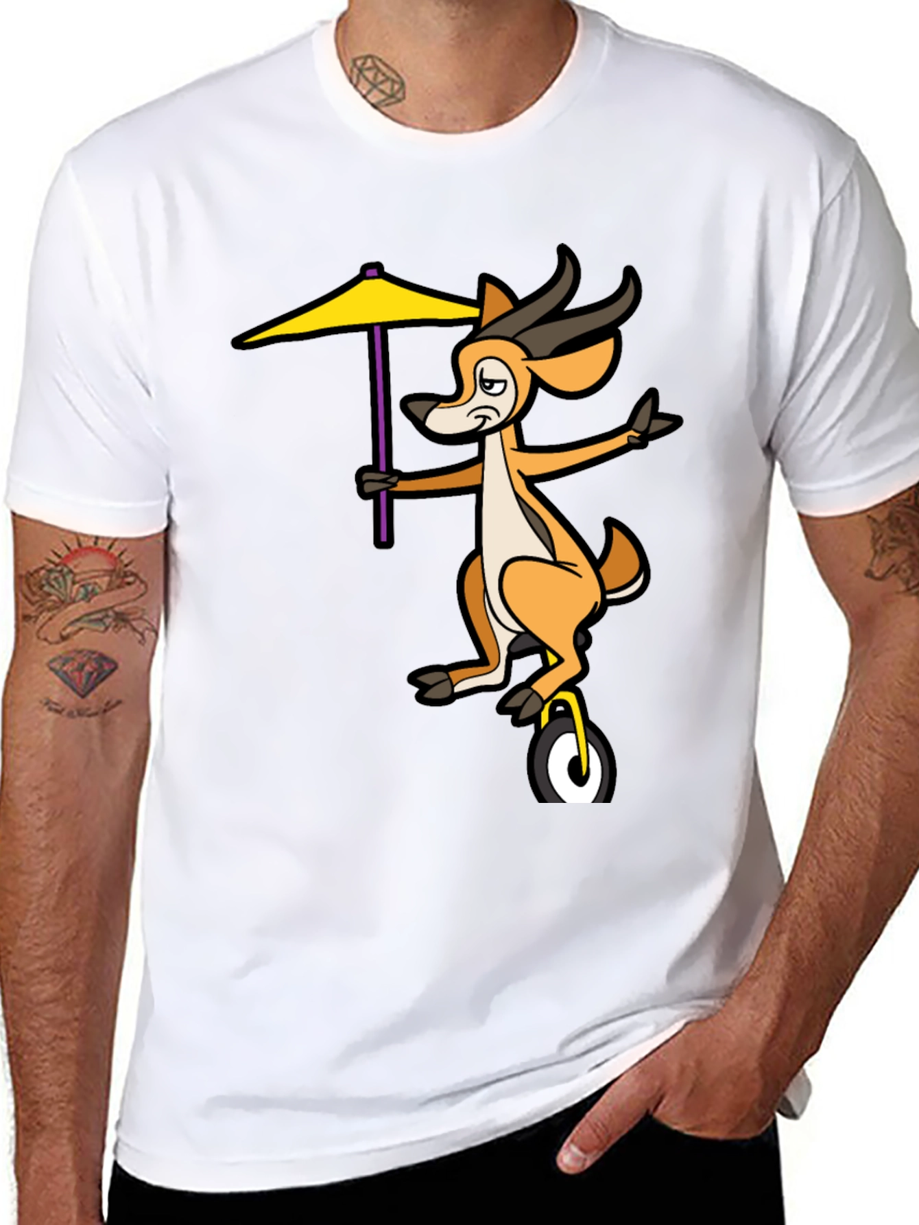 Unicycle Gazelle Graphic Tee - Quirky Black T-Shirt