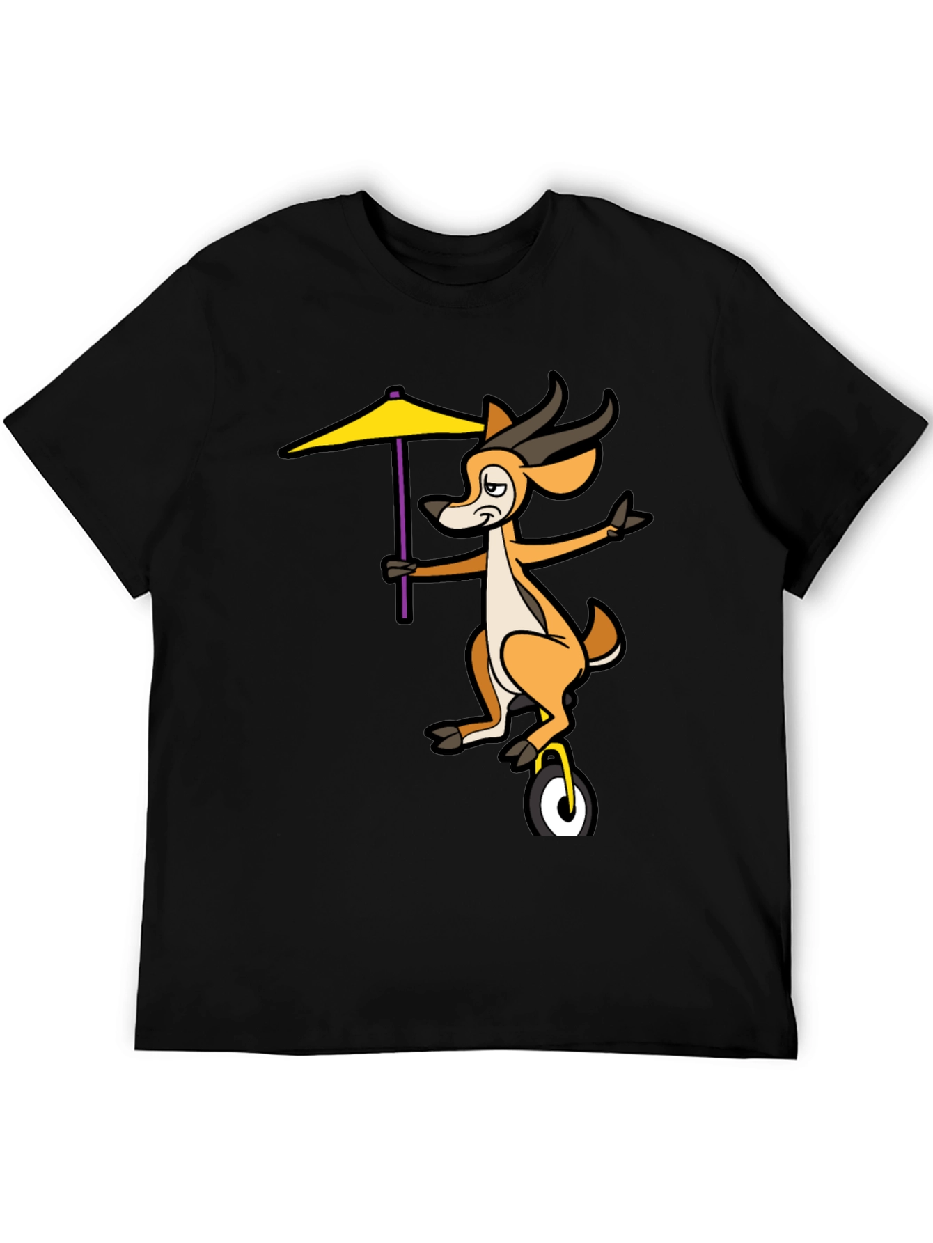 Unicycle Gazelle Graphic Tee - Quirky Black T-Shirt
