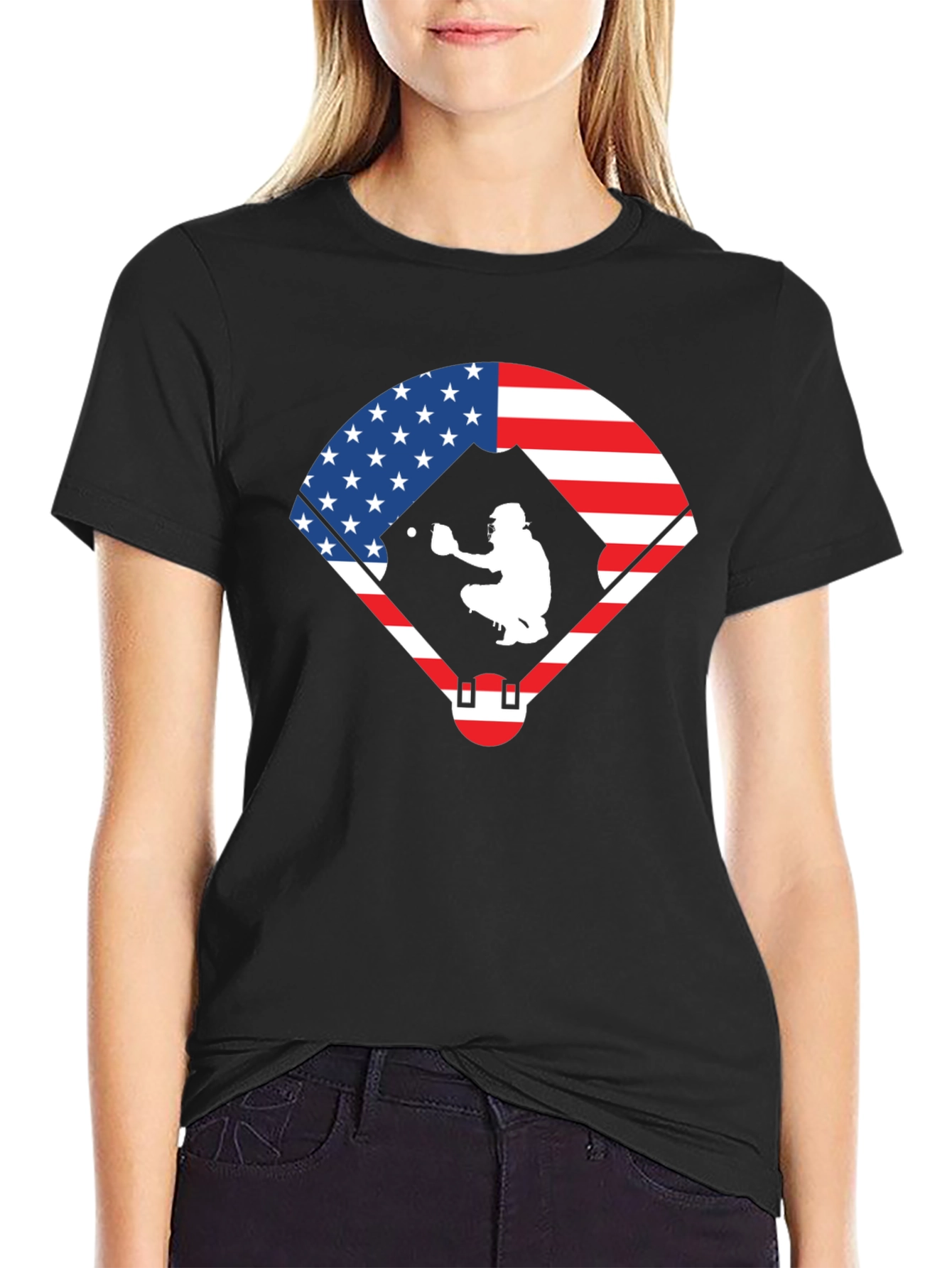 Patriotic Baseball Catcher T-Shirt