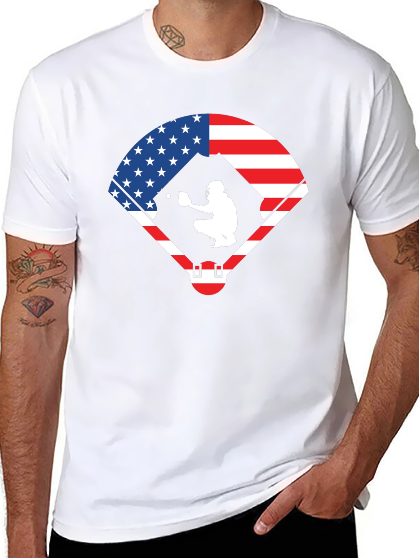 Patriotic Baseball Catcher T-Shirt