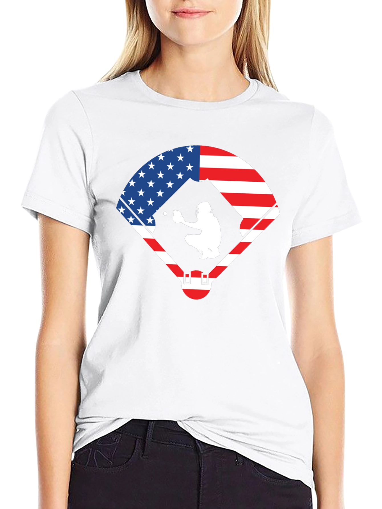 Patriotic Baseball Catcher T-Shirt