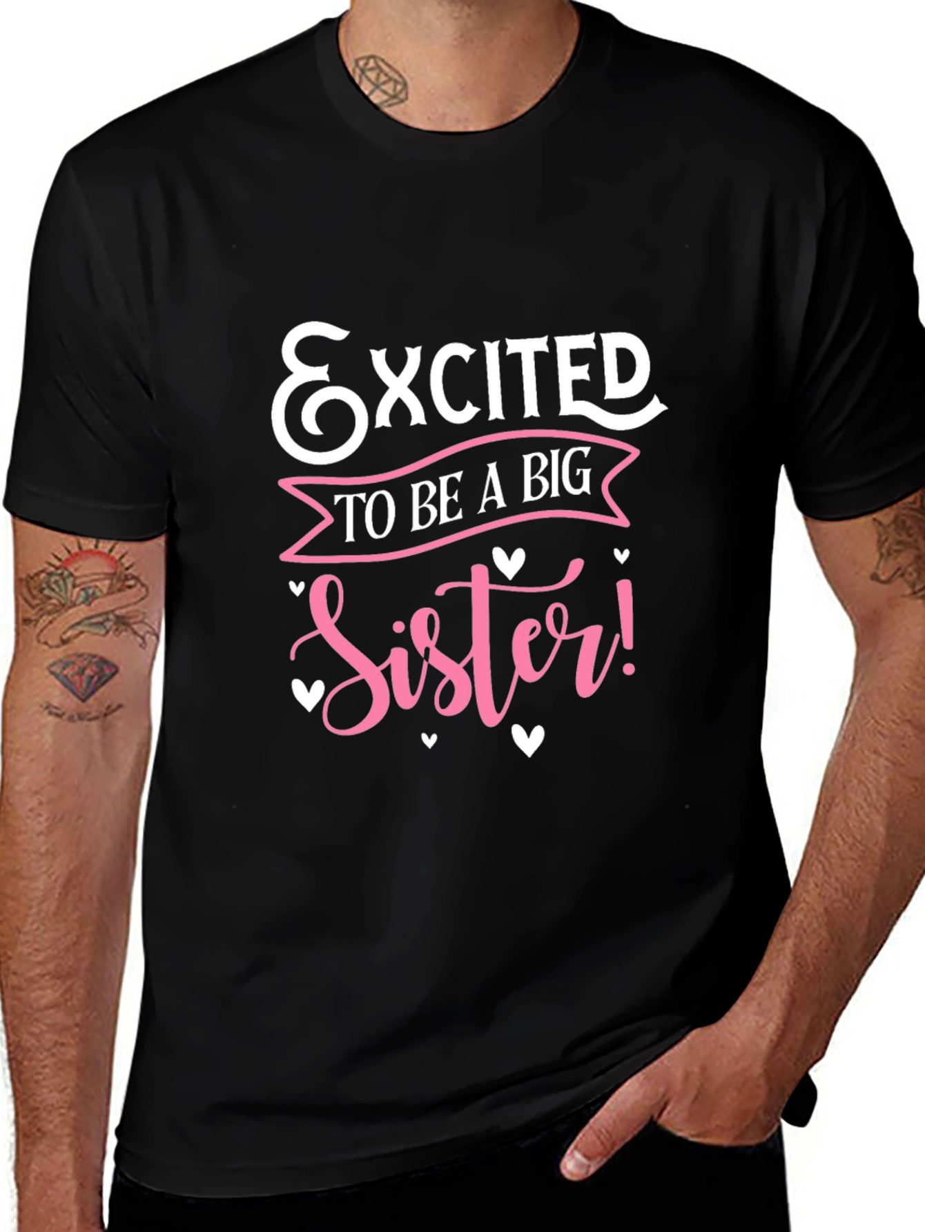 Excited to be a Big Sister Black T-Shirt