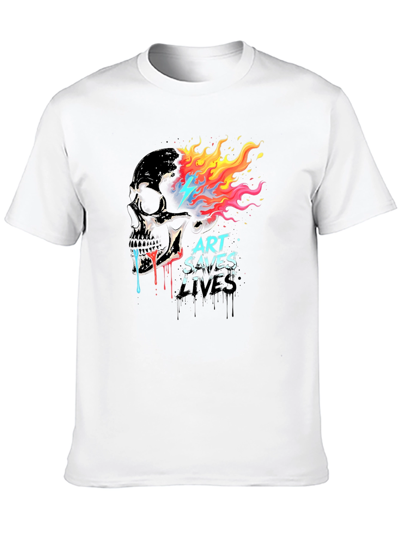 Art Saves Lives Skull Graphic T-Shirt