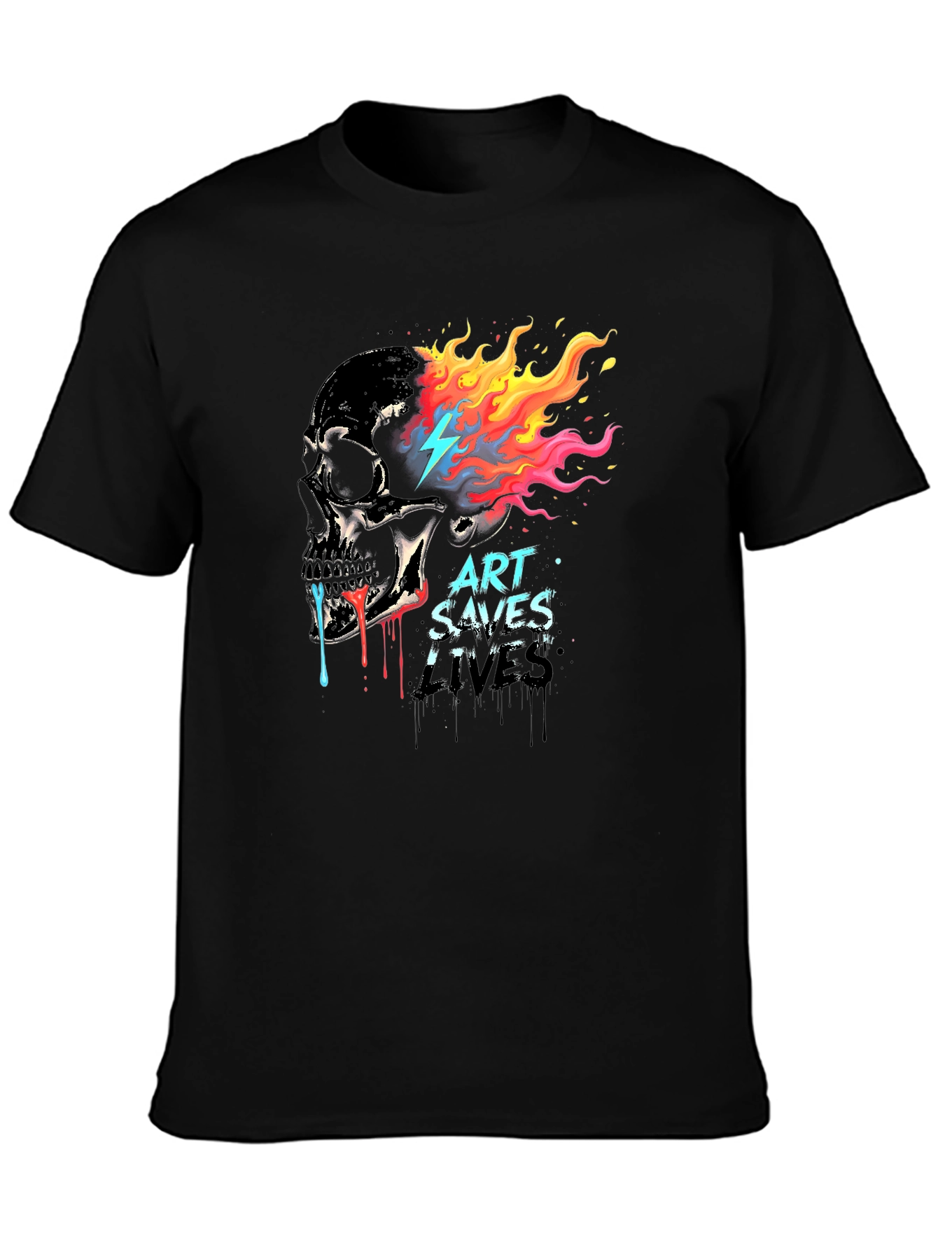 Art Saves Lives Skull Graphic T-Shirt