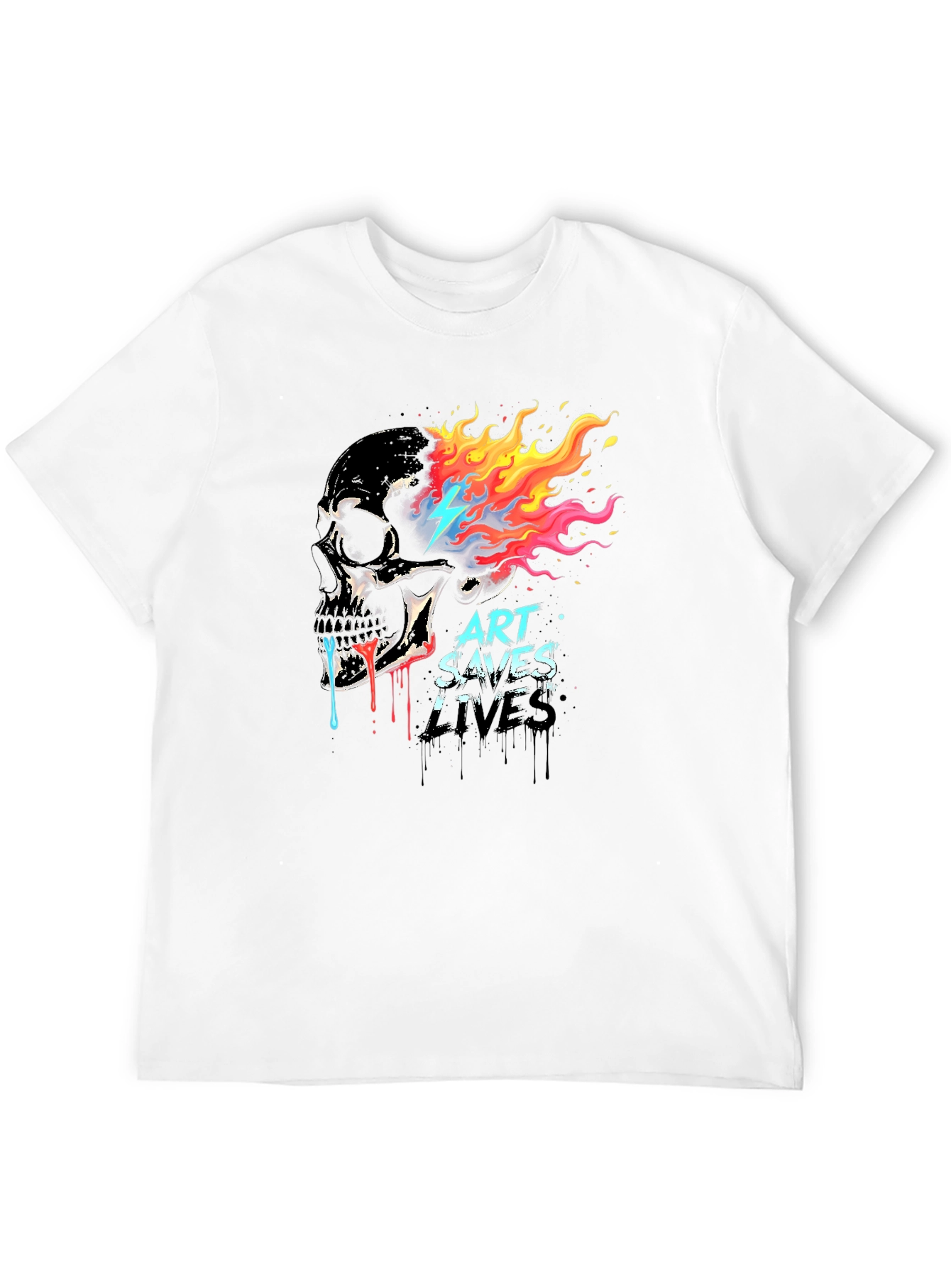 Art Saves Lives Skull Graphic T-Shirt